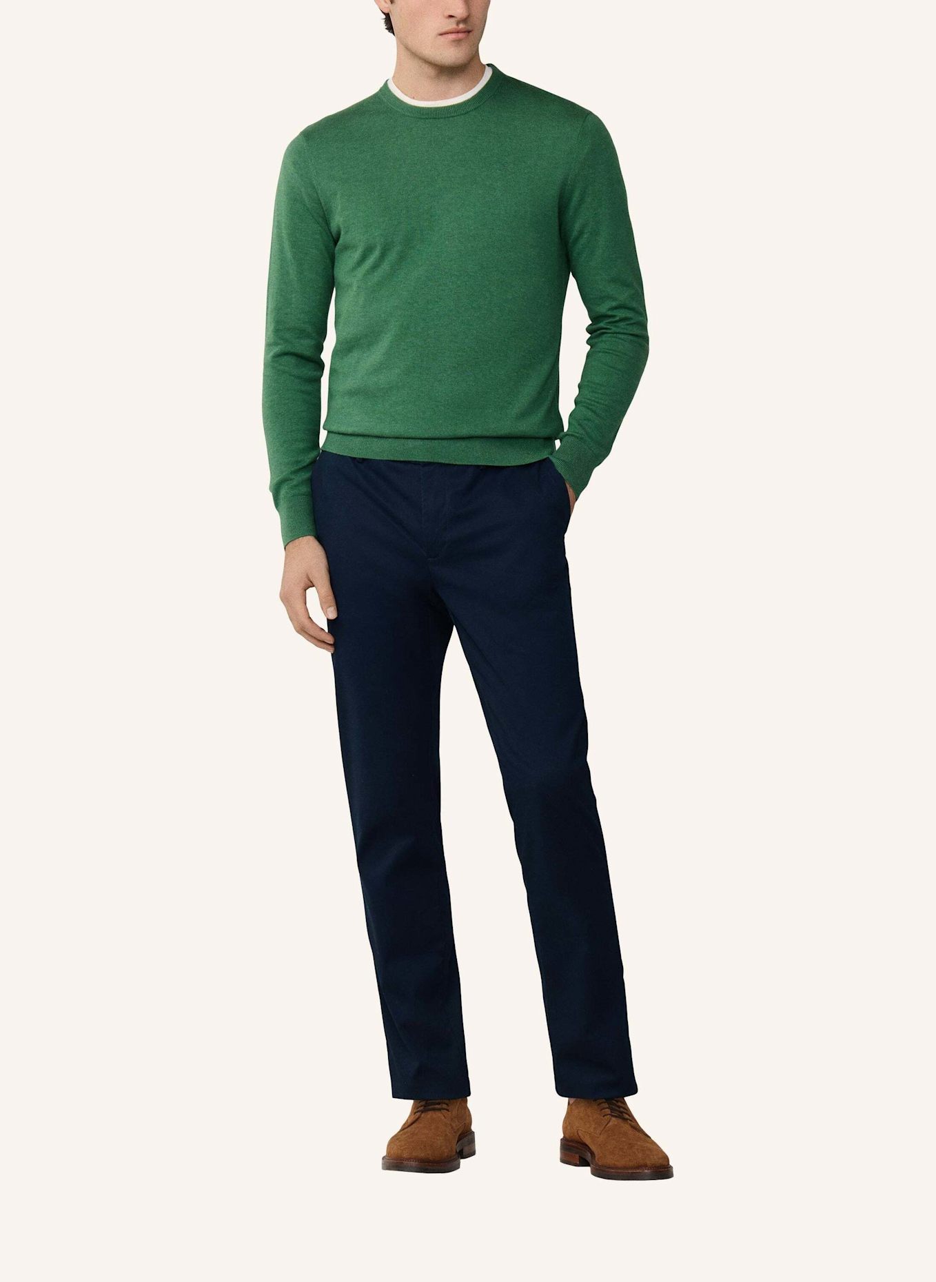 HACKETT LONDON Pullover COTTON SILK CREW: GRÜN