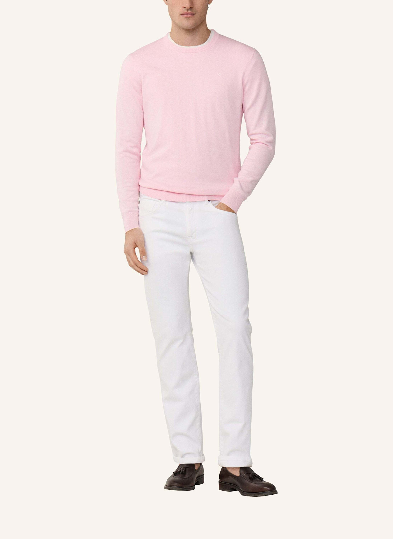 HACKETT LONDON Pullover COTTON SILK CREW: HELLROSA