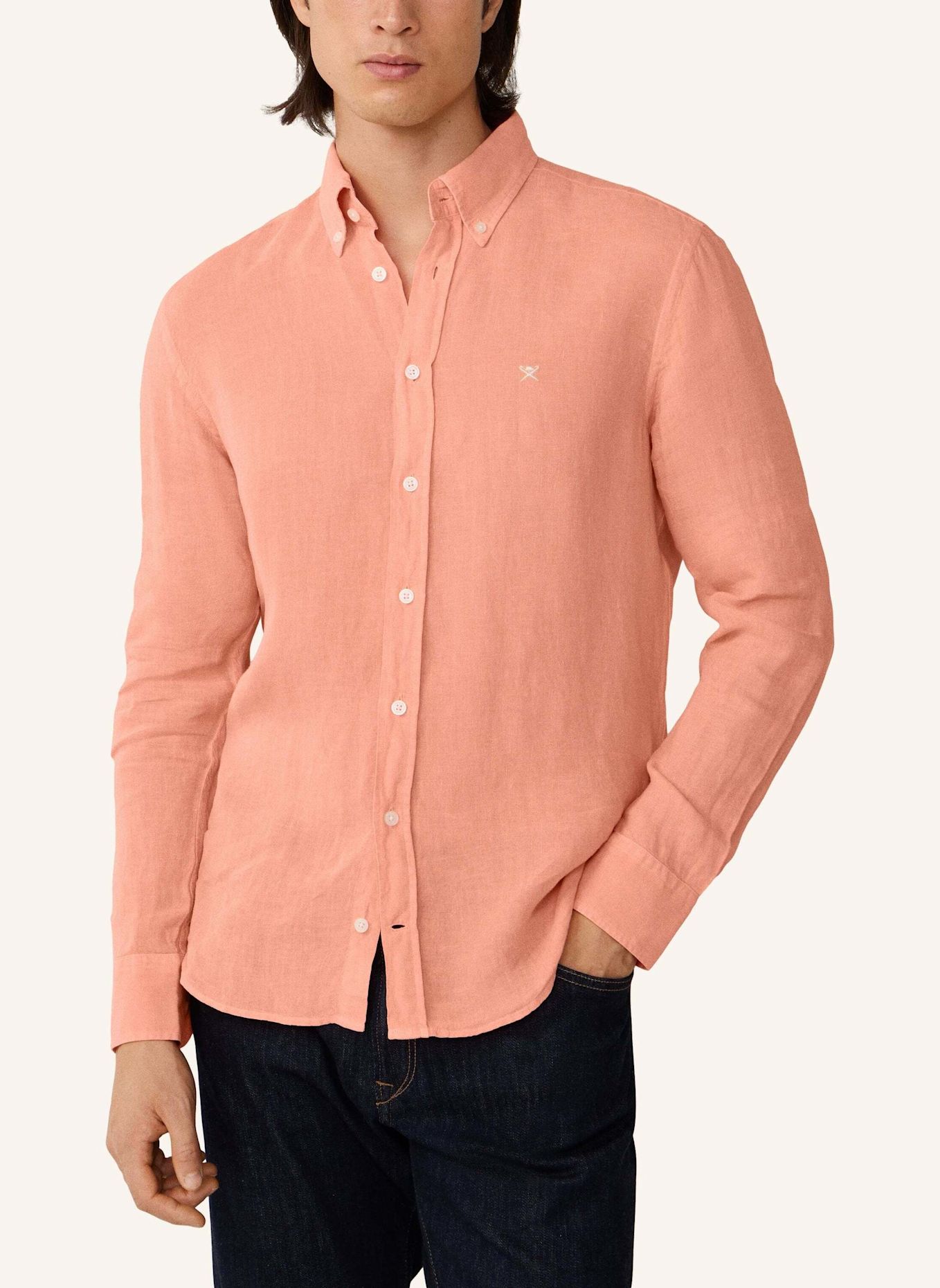HACKETT LONDON Freizeithemd ESS GMD LINEN BRPT: ORANGE