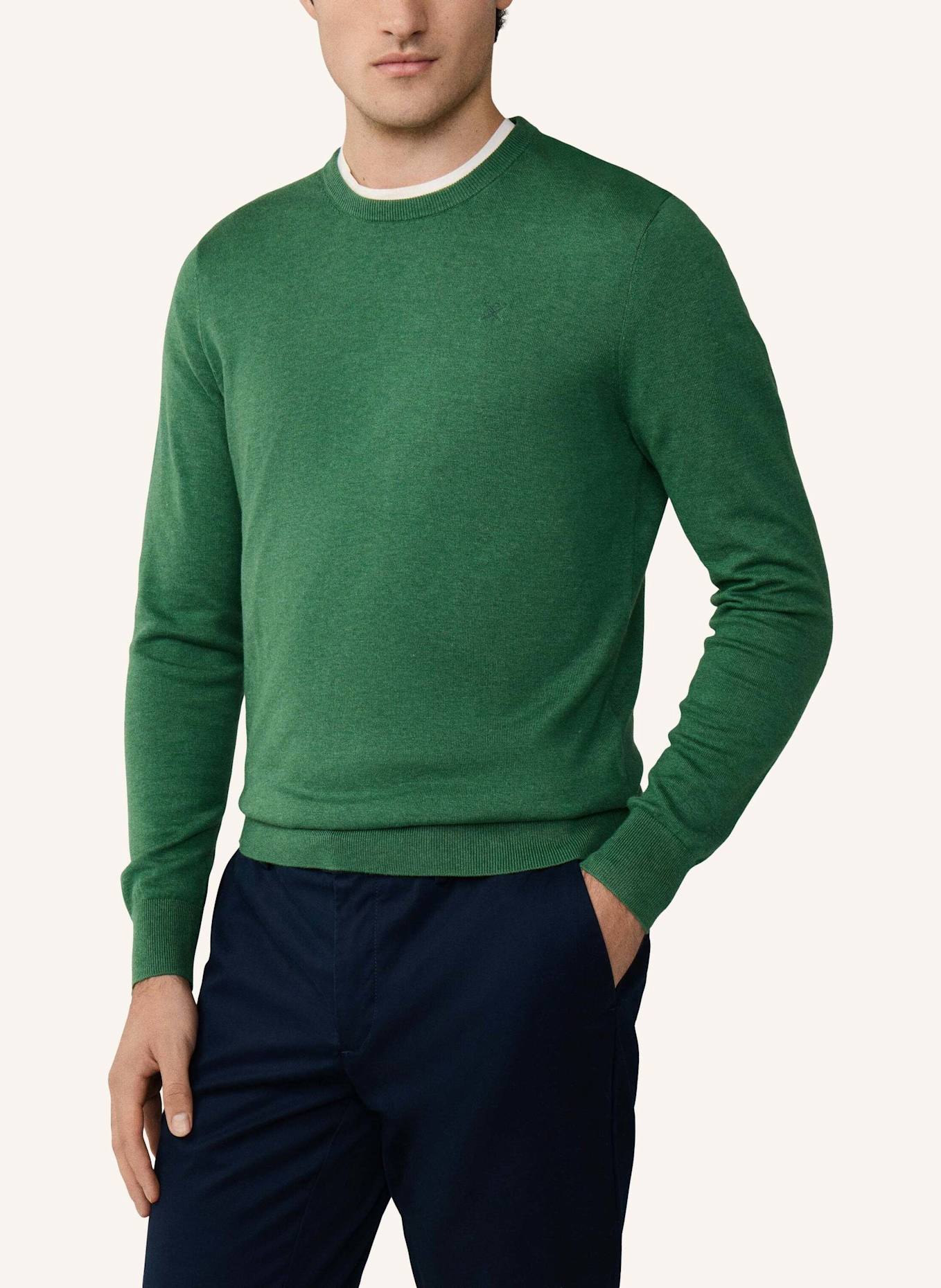 HACKETT LONDON Pullover COTTON SILK CREW: GRÜN