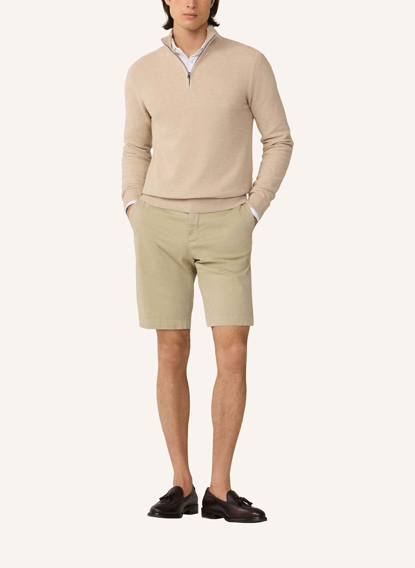 HACKETT LONDON Pullover HONEYCOMB HZIP: BEIGE