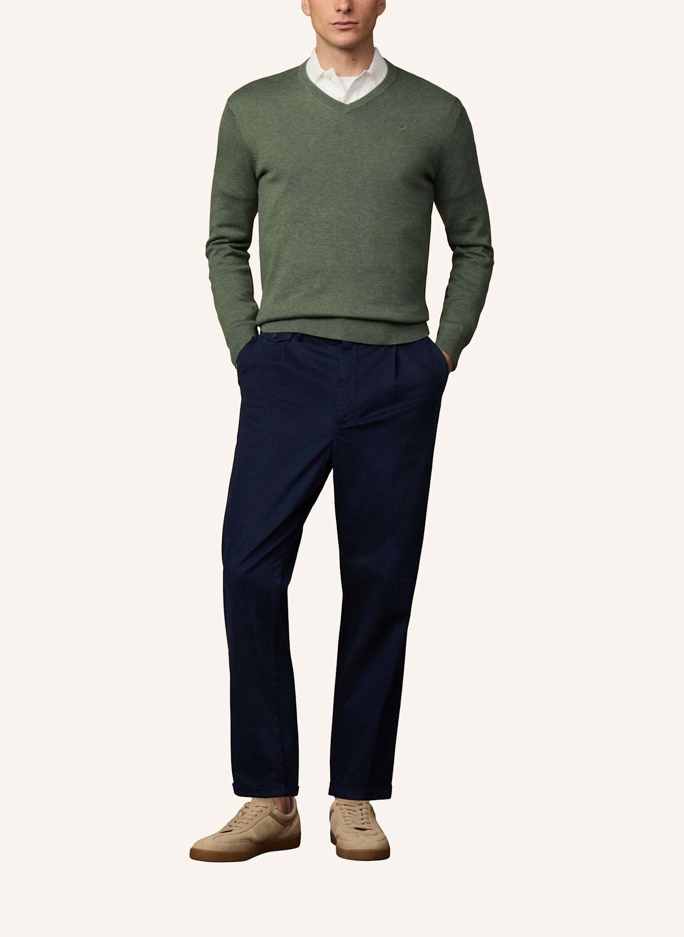 HACKETT LONDON Pullover ESS COTTON V NECK: GRÜN