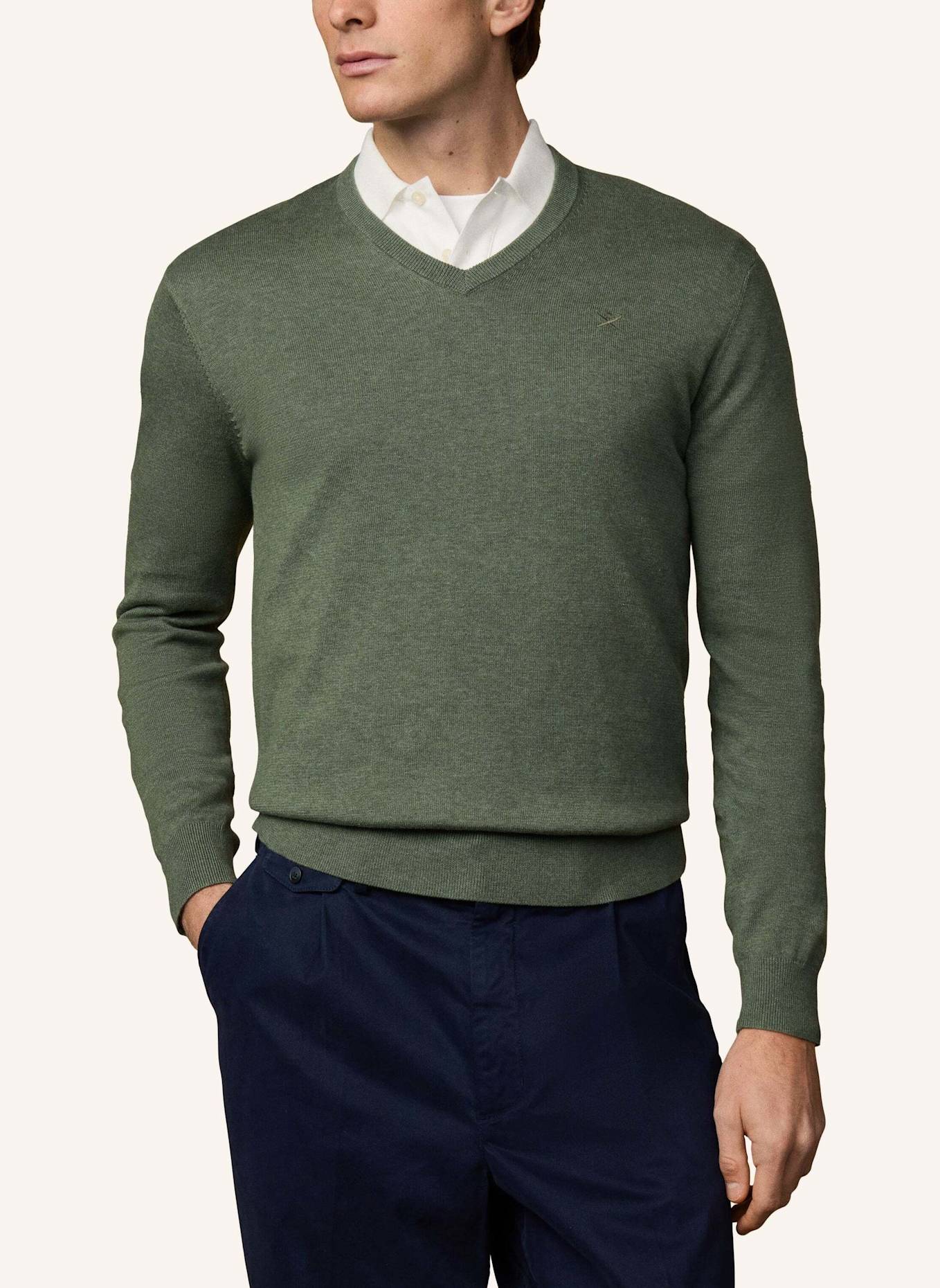 HACKETT LONDON Pullover ESS COTTON V NECK: GRÜN