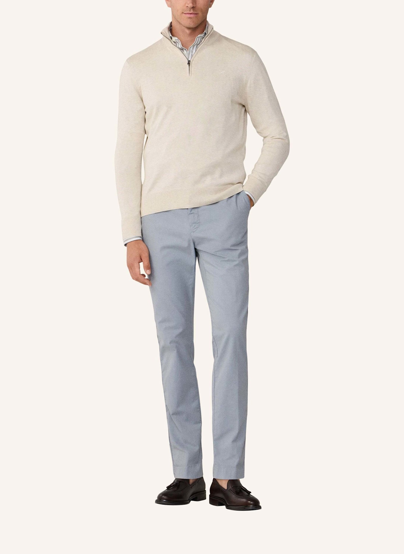 HACKETT LONDON Pullover COTTON SILK HZIP: WEISS