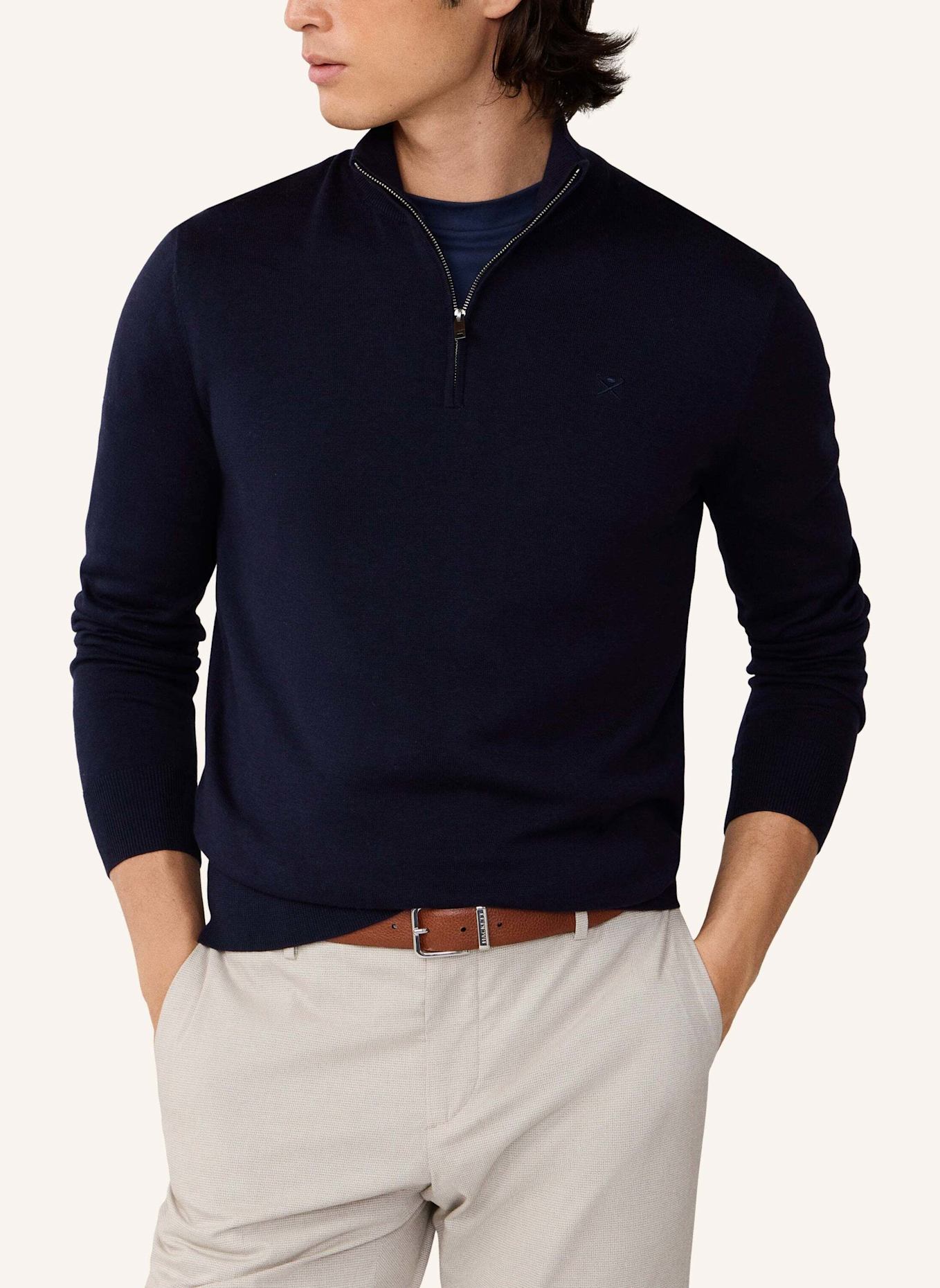 HACKETT LONDON Pullover COTTON SILK HZIP: BLAU