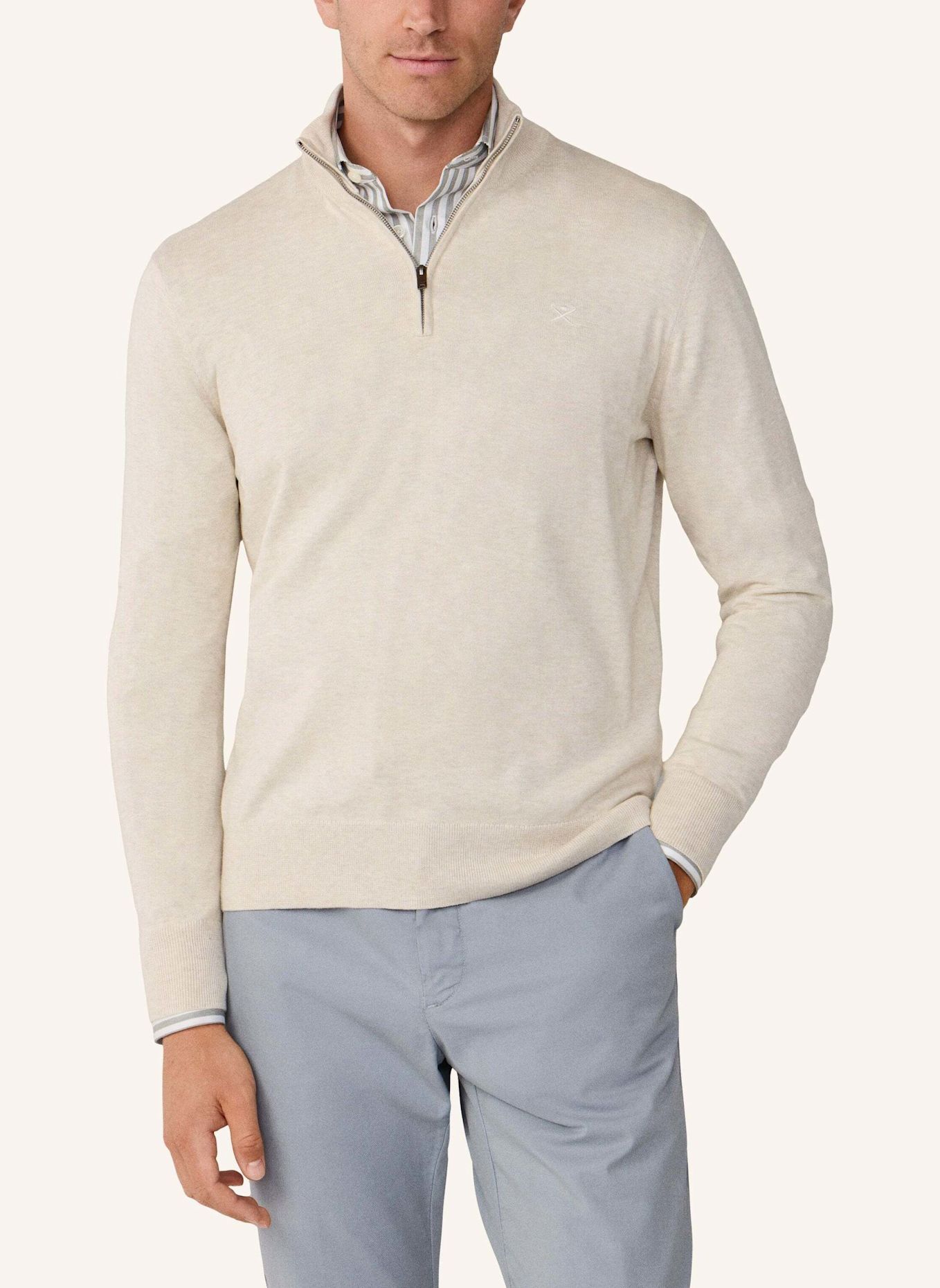 HACKETT LONDON Pullover COTTON SILK HZIP: WEISS