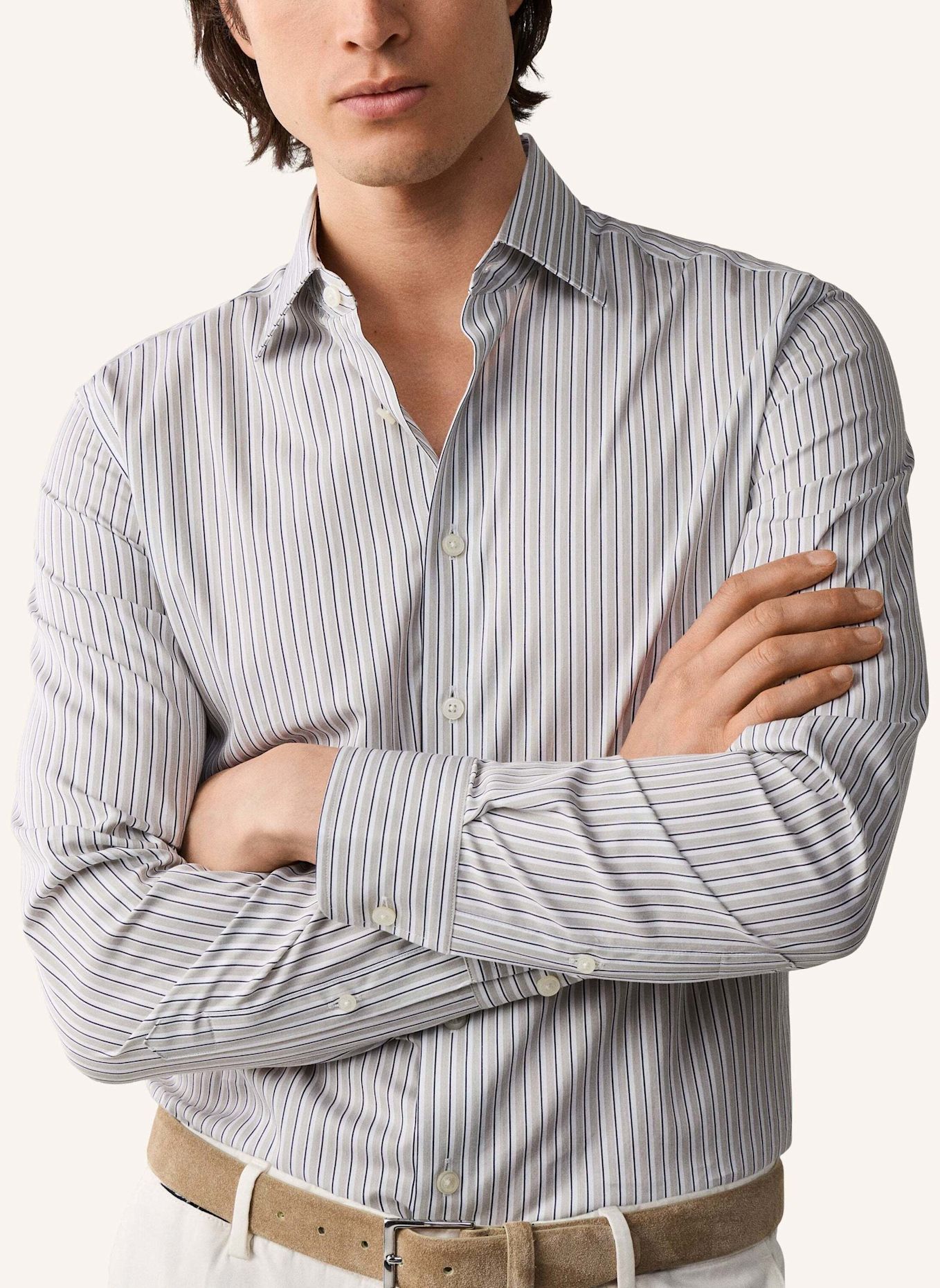 HACKETT LONDON Freizeithemd TRIO STRIPE: HELLGRAU