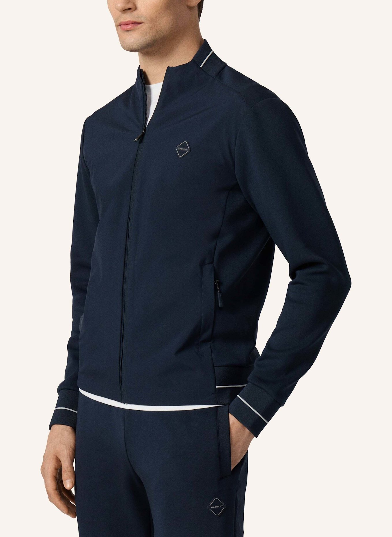 HACKETT LONDON Sweatshirt HS TECH TRACK FZ: DUNKELBLAU
