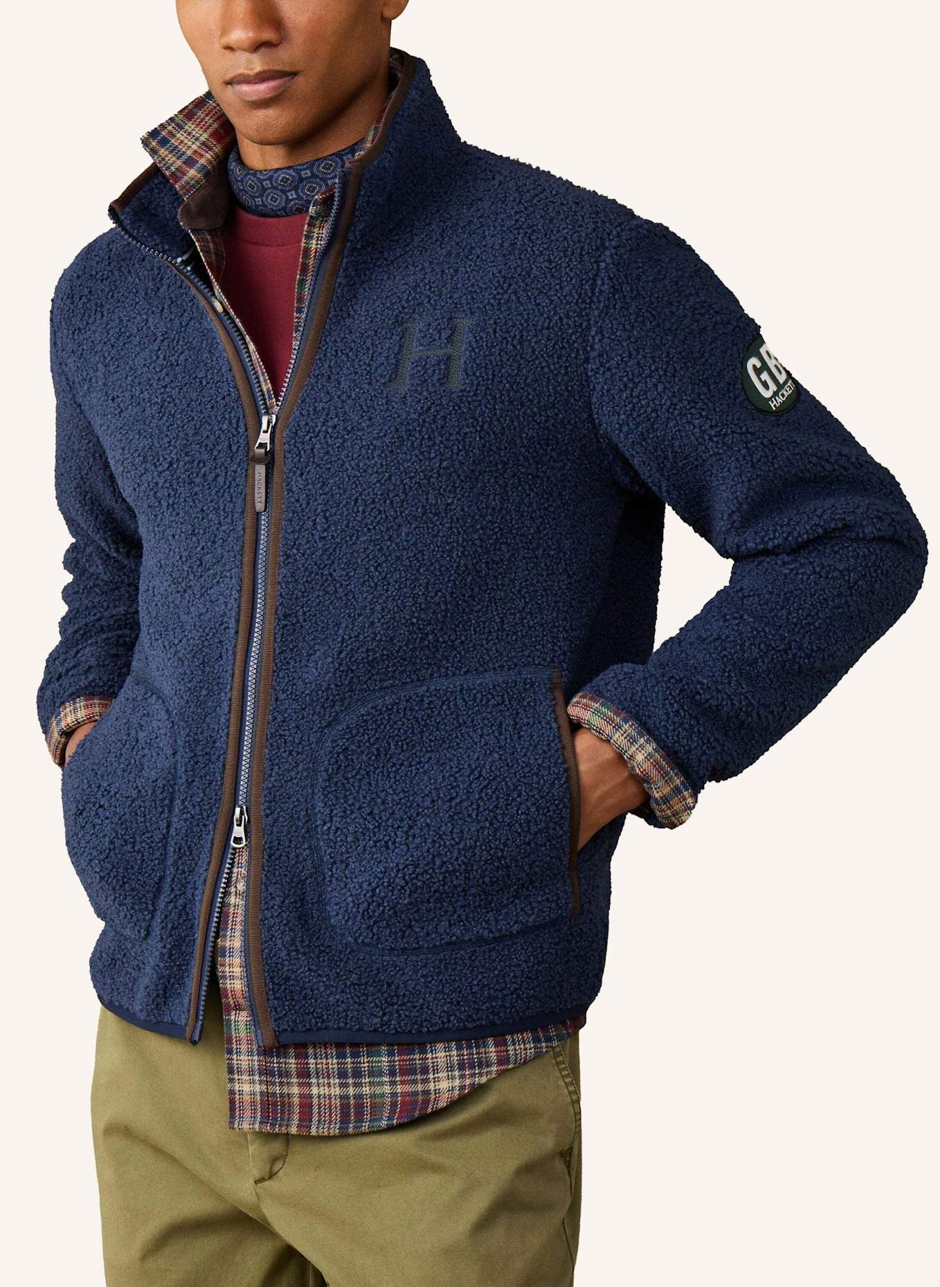 HACKETT LONDON Sweatshirt HERITAGE TEDDY FLC FZ: BLAU