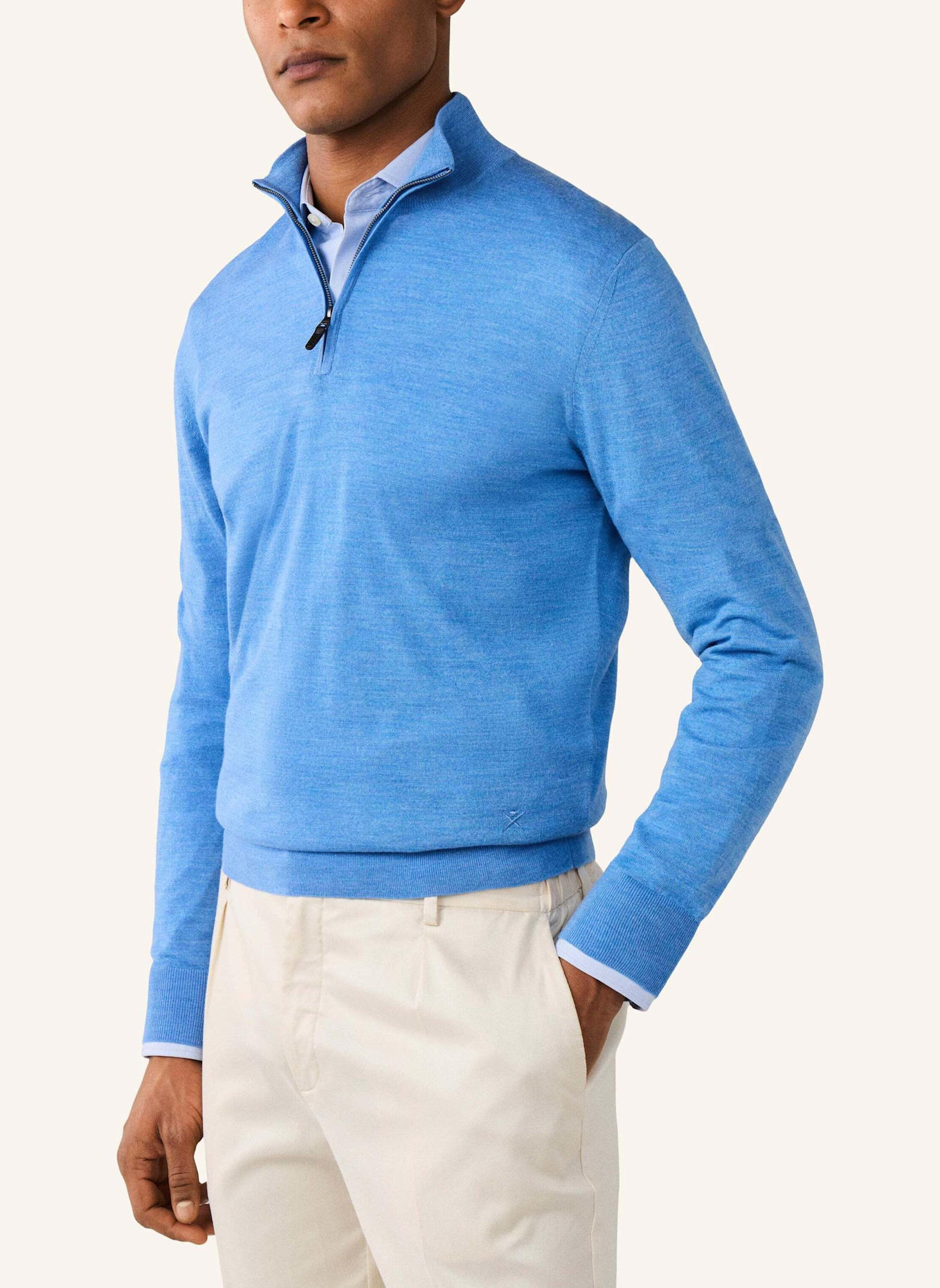 HACKETT LONDON Pullover ESS MERINO HZIP: BLAU