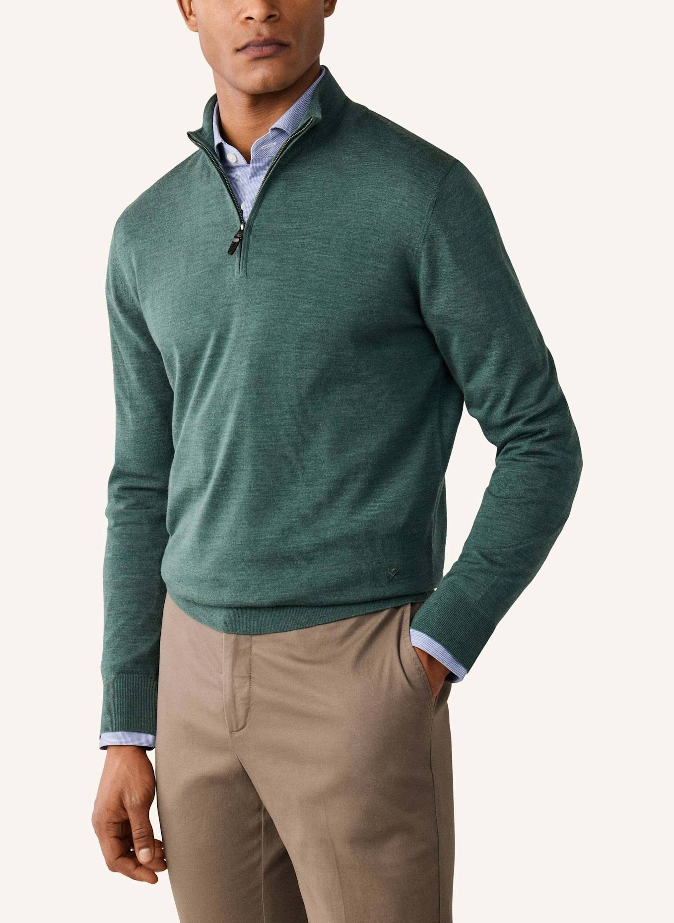 HACKETT LONDON Pullover ESS MERINO HZIP: OLIV