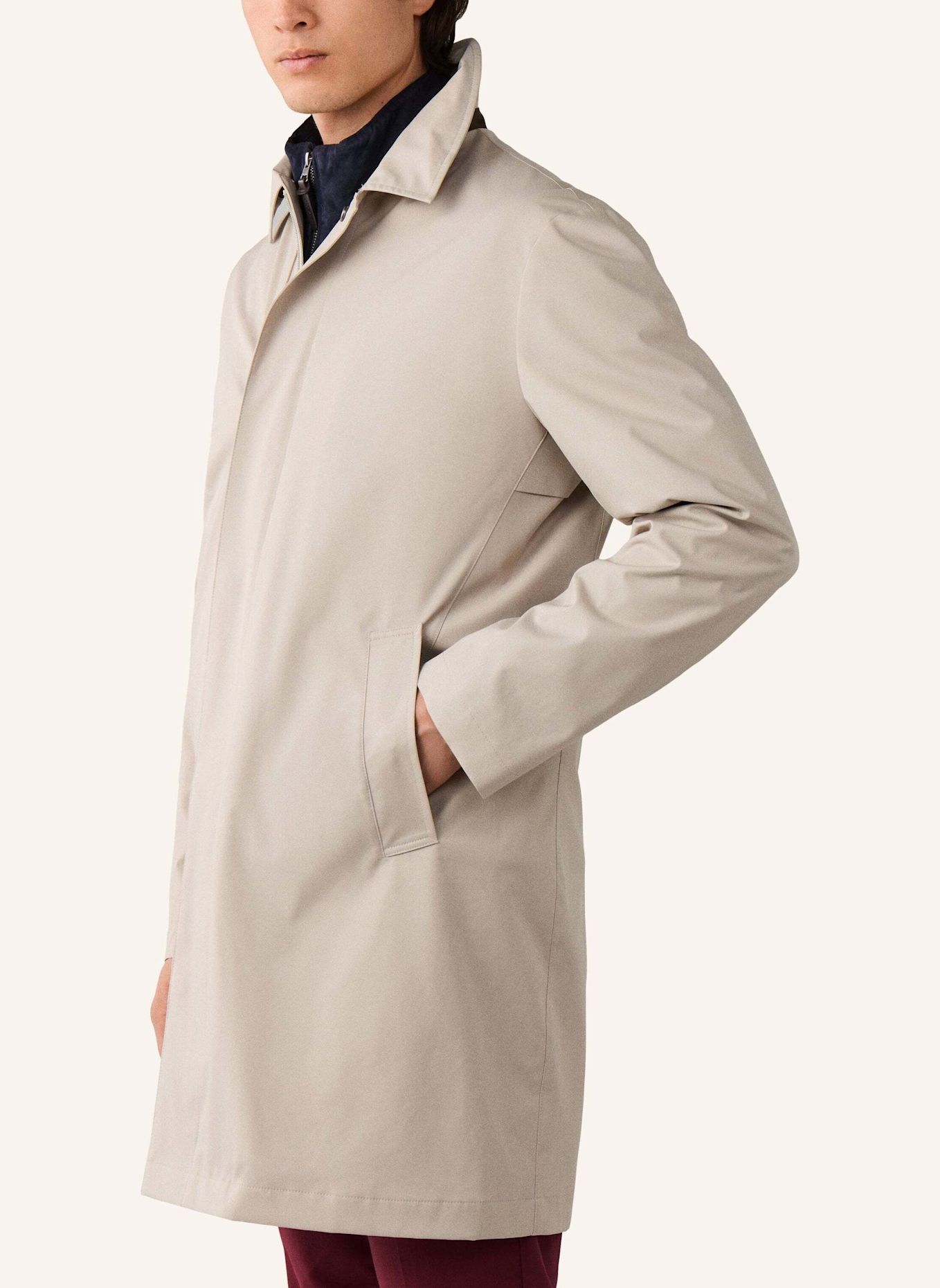 HACKETT LONDON Stehkragenmantel SLOANE MAC: BEIGE