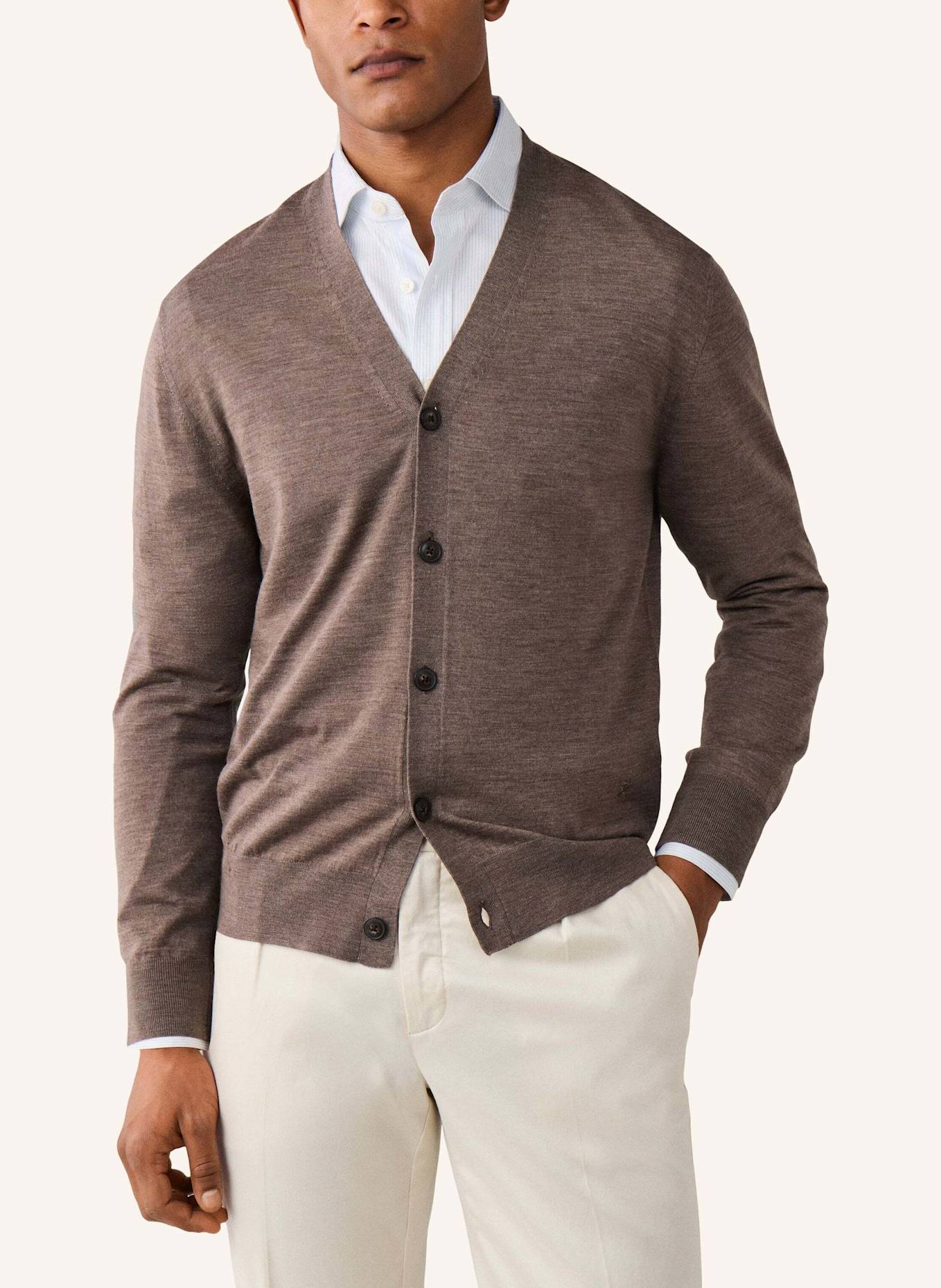 HACKETT LONDON Strickjacken Cardigan ESS MERINO CARDIGAN: BEIGE