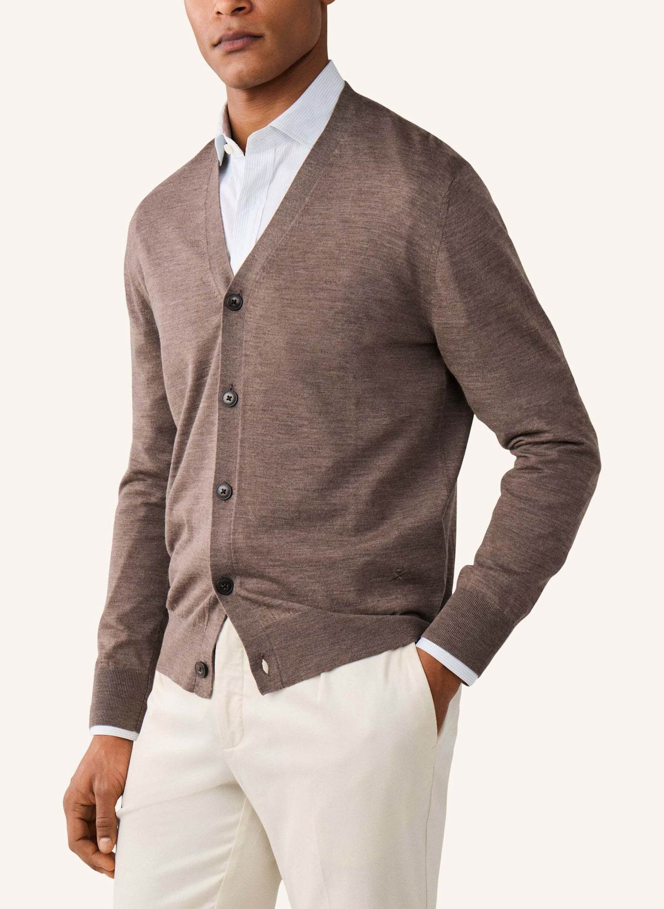 HACKETT LONDON Strickjacken Cardigan ESS MERINO CARDIGAN: BEIGE