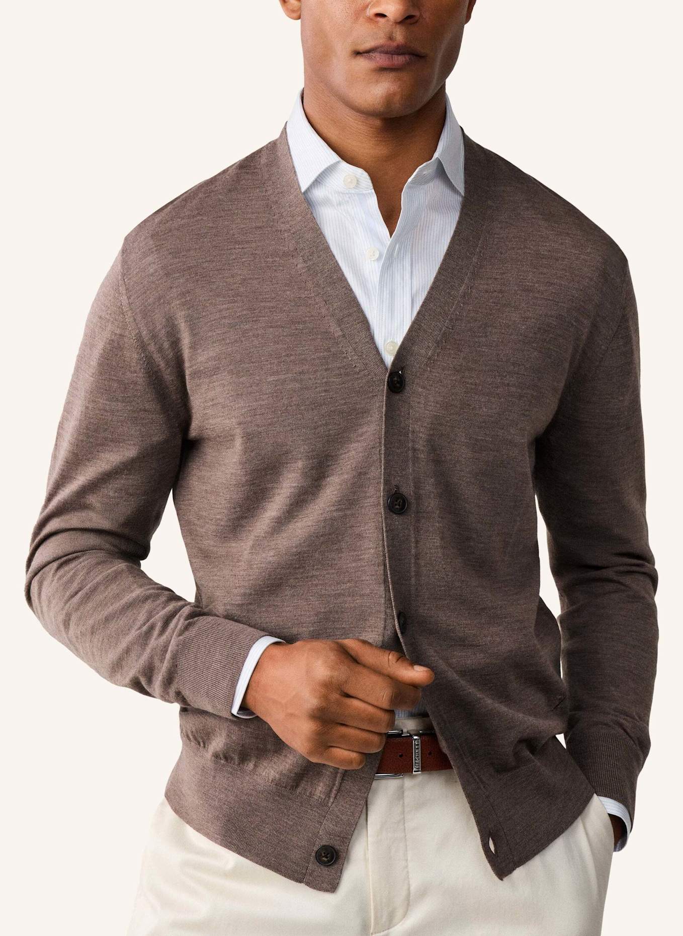 HACKETT LONDON Strickjacken Cardigan ESS MERINO CARDIGAN: BEIGE