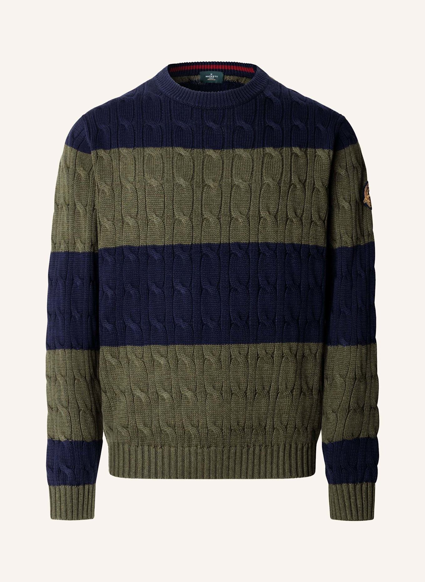 HACKETT LONDON Pullover HERITAGE STR CABLE CRW: BLAU