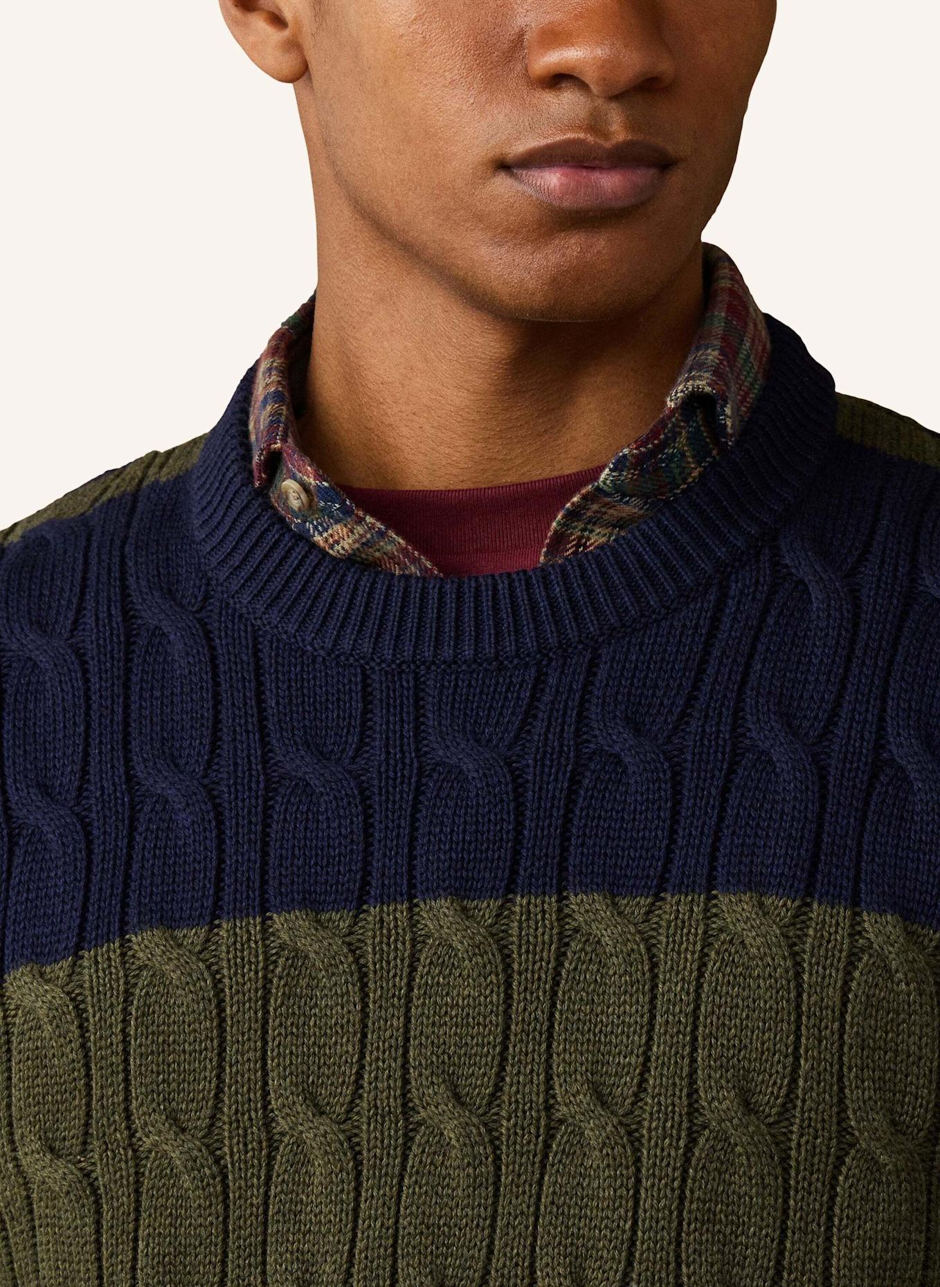HACKETT LONDON Pullover HERITAGE STR CABLE CRW: BLAU