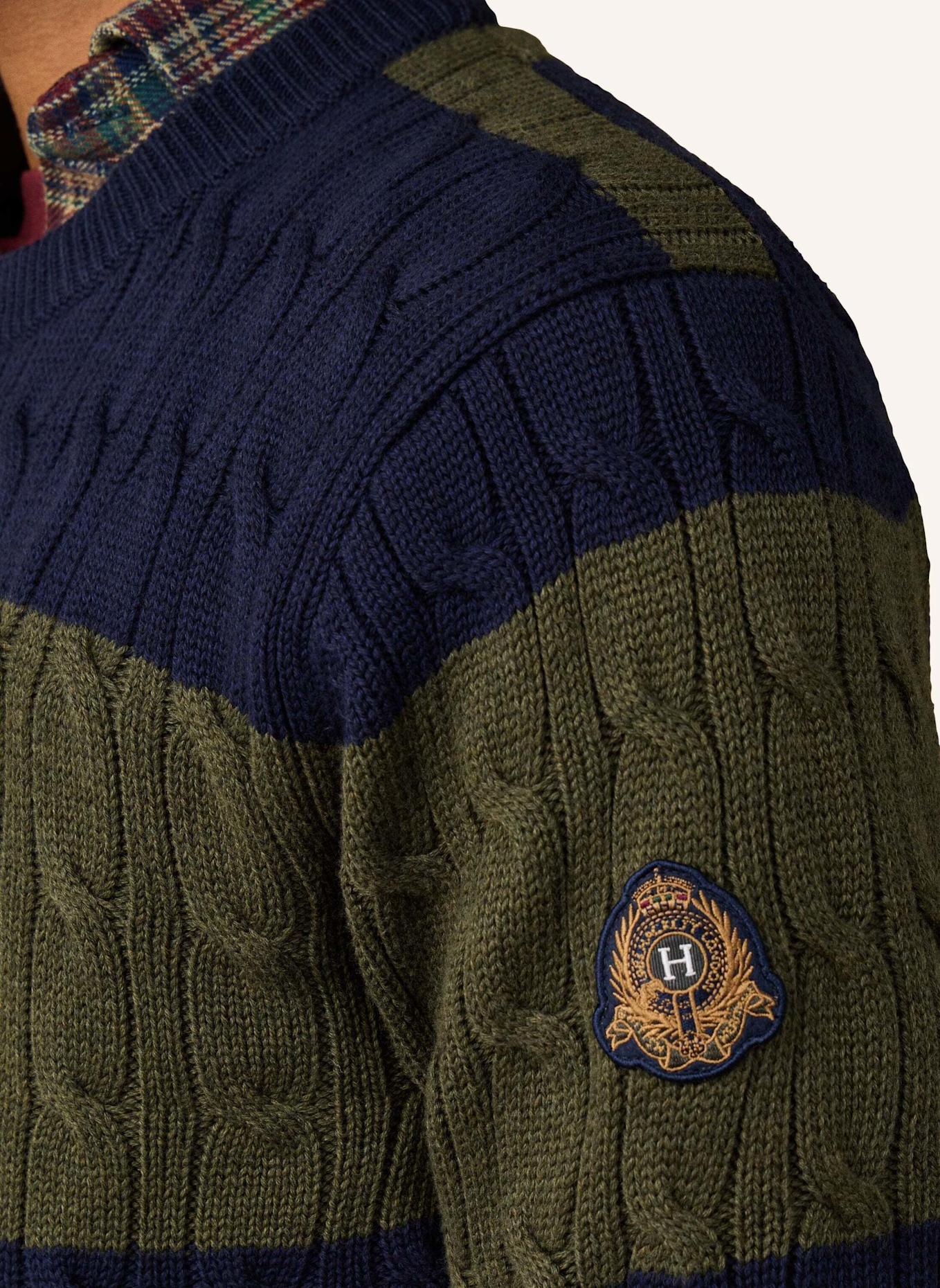 HACKETT LONDON Pullover HERITAGE STR CABLE CRW: BLAU