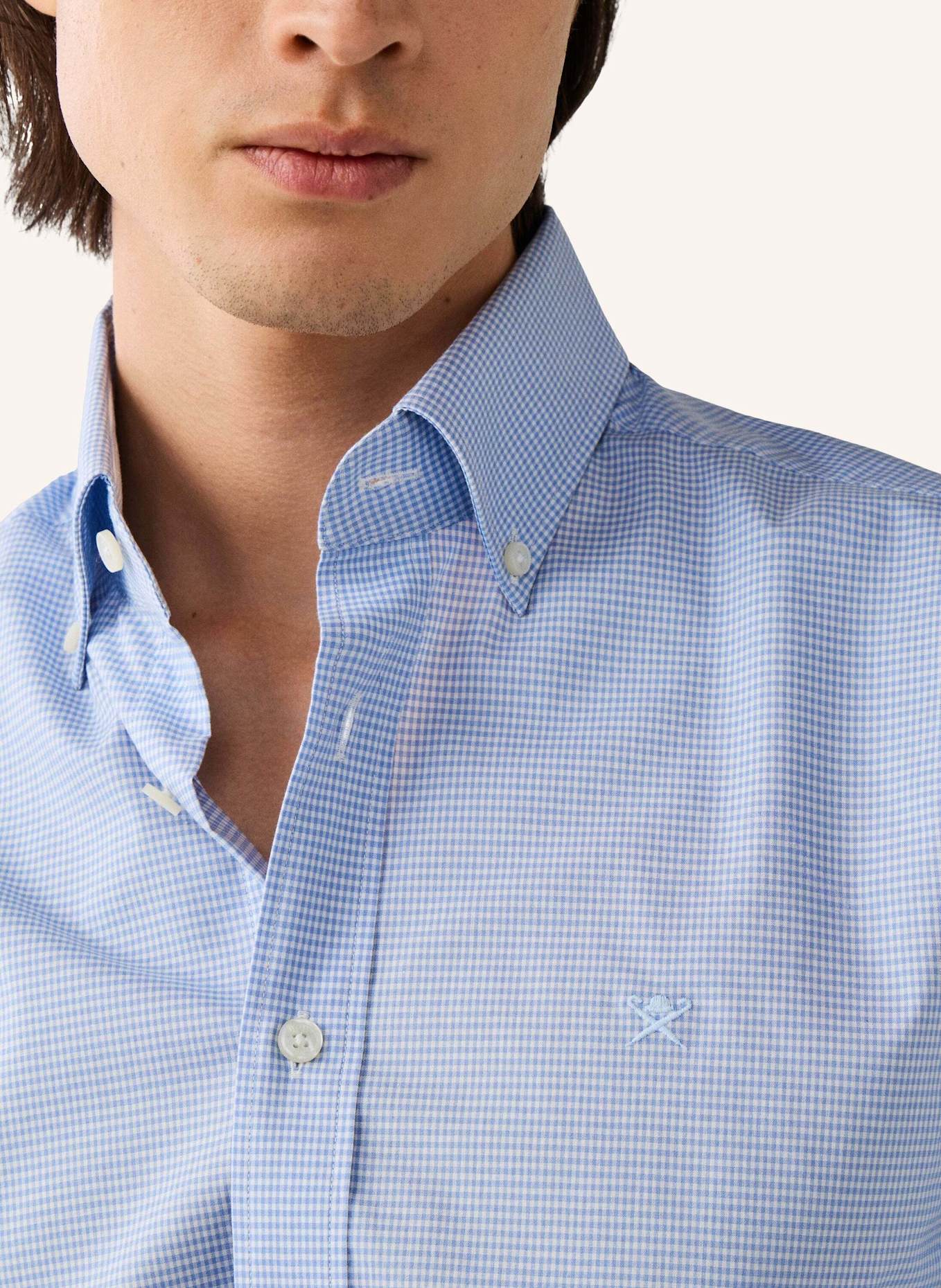 HACKETT LONDON Freizeithemd BI STRETCH GINGHAM: HELLBLAU