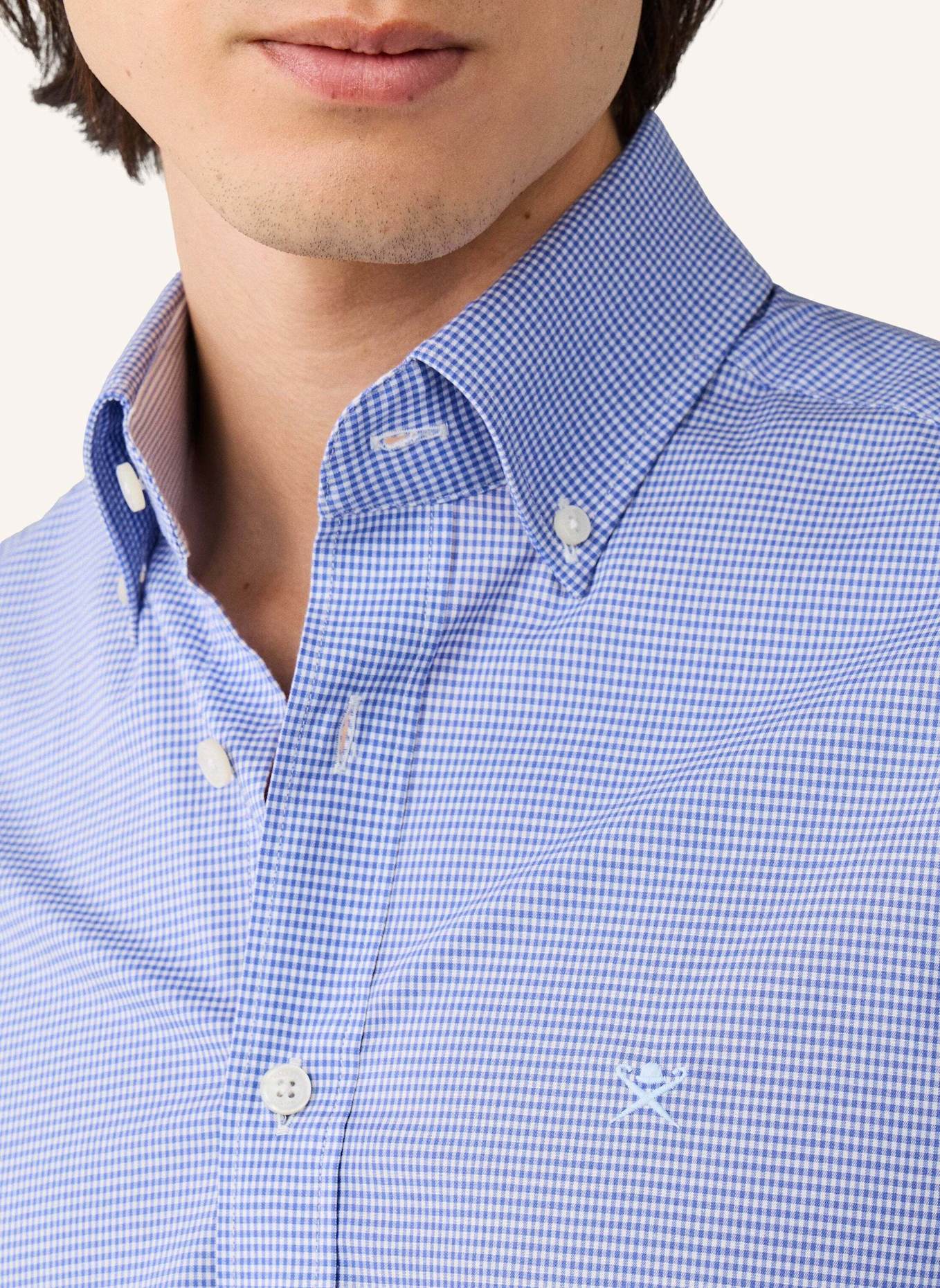 HACKETT LONDON Freizeithemd BI STRETCH GINGHAM: DUNKELBLAU