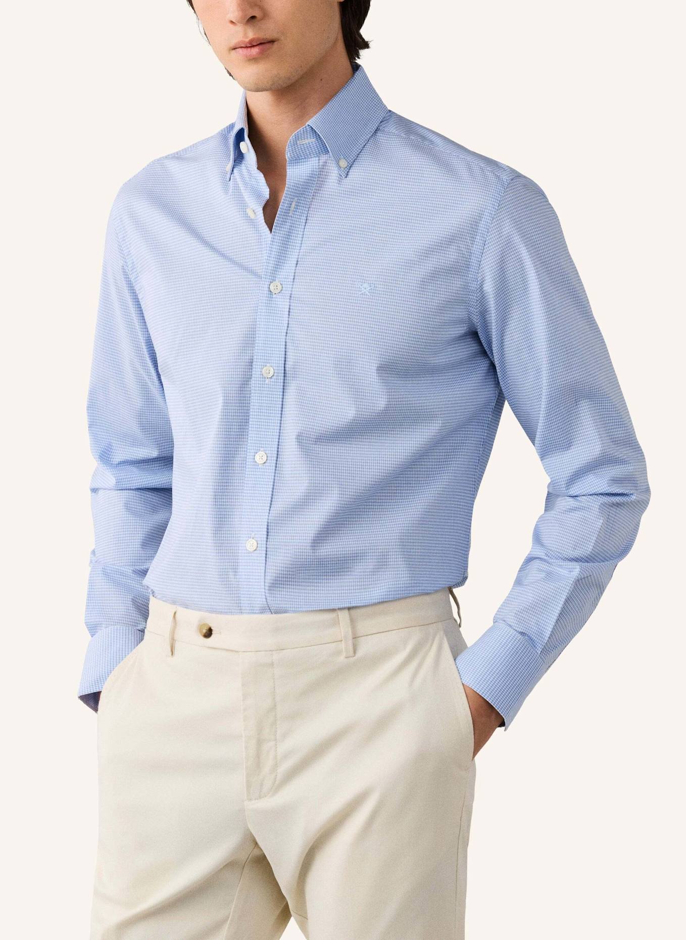 HACKETT LONDON Freizeithemd BI STRETCH GINGHAM: HELLBLAU