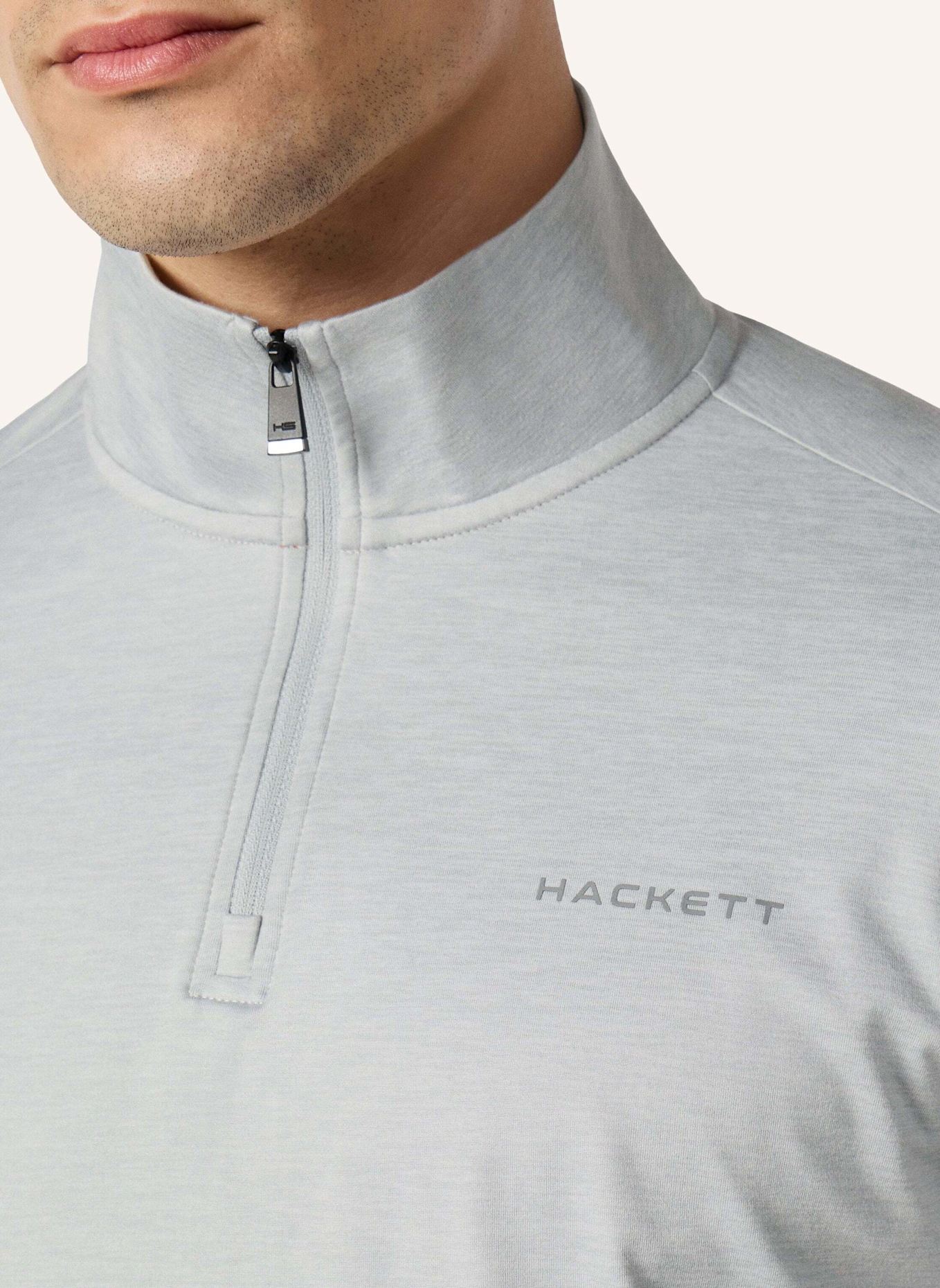 HACKETT LONDON Poloshirt HS STRIKE QTR ZIP: GRAU