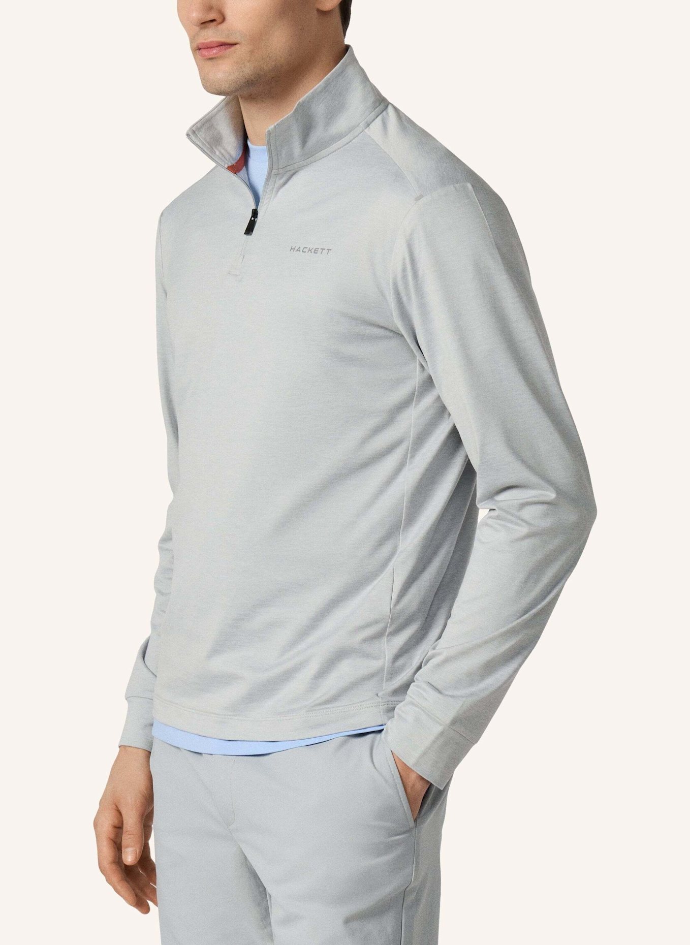 HACKETT LONDON Poloshirt HS STRIKE QTR ZIP: GRAU