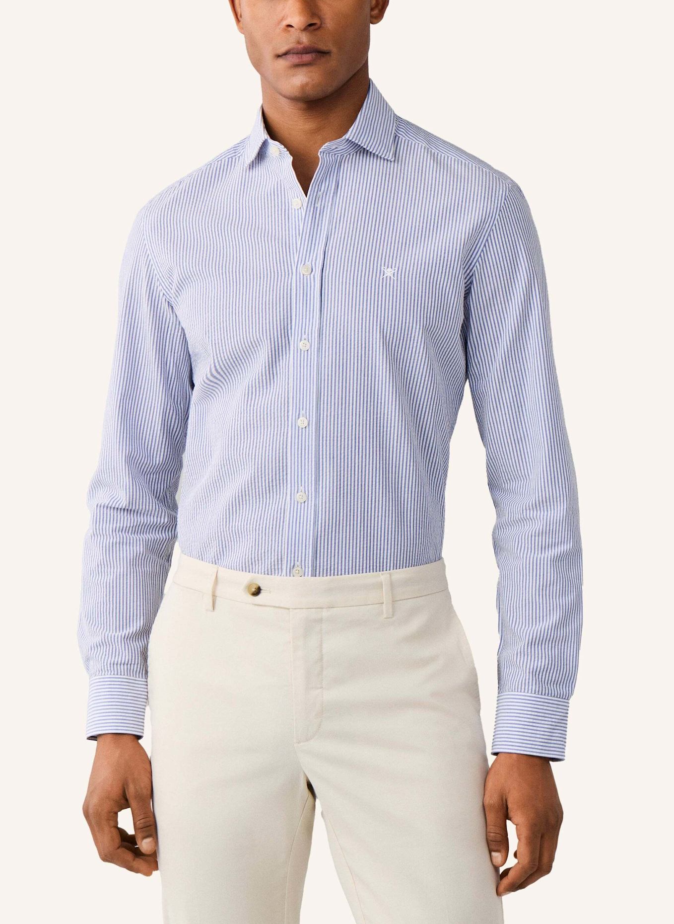 HACKETT LONDON Freizeithemd SEERSUCKER BENGAL STR: BLAU