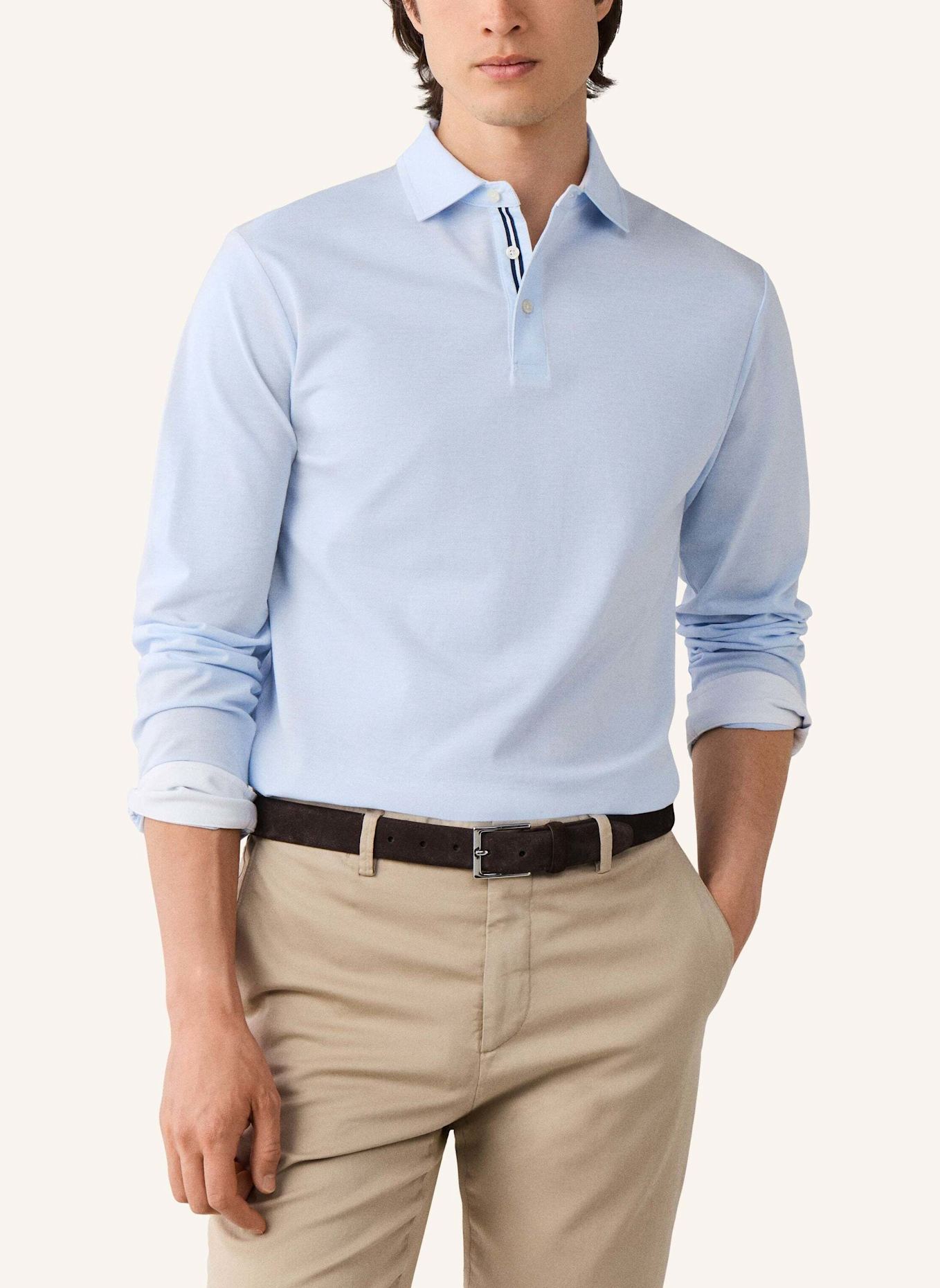 HACKETT LONDON Poloshirt OXFORD PIQUE POLO LS: HELLBLAU
