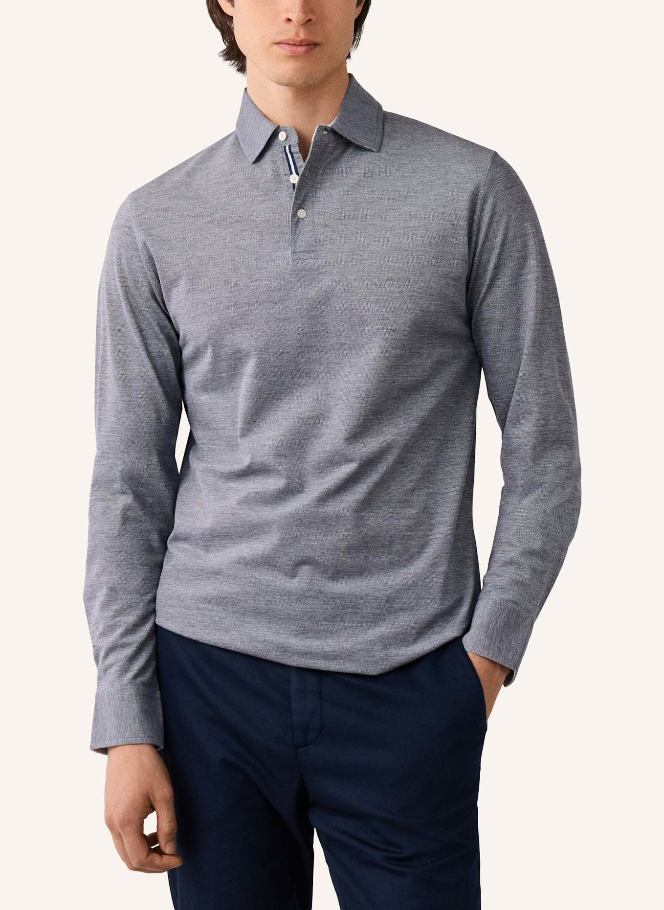 HACKETT LONDON Poloshirt OXFORD PIQUE POLO LS: BLAU