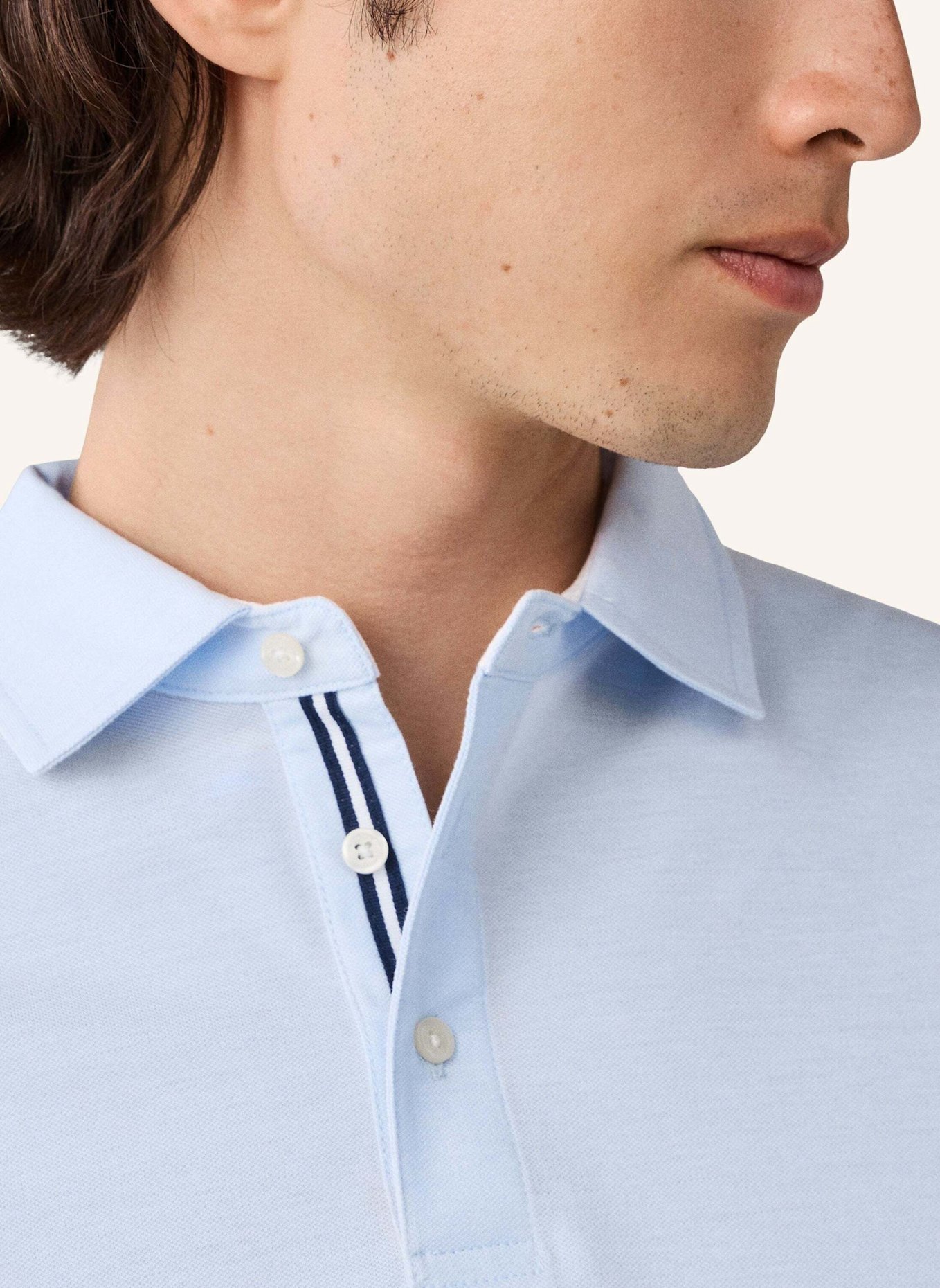 HACKETT LONDON Poloshirt OXFORD PIQUE POLO LS: HELLBLAU