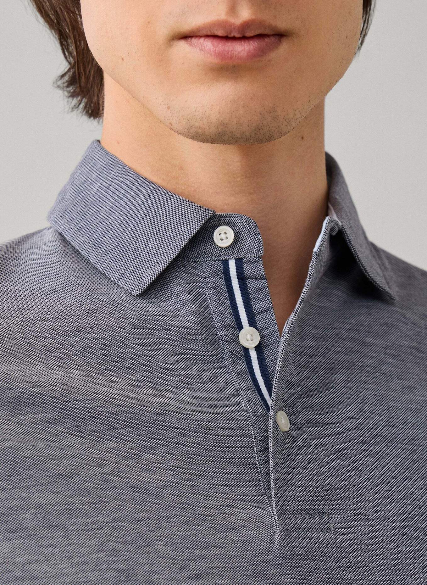HACKETT LONDON Poloshirt OXFORD PIQUE POLO LS: BLAU
