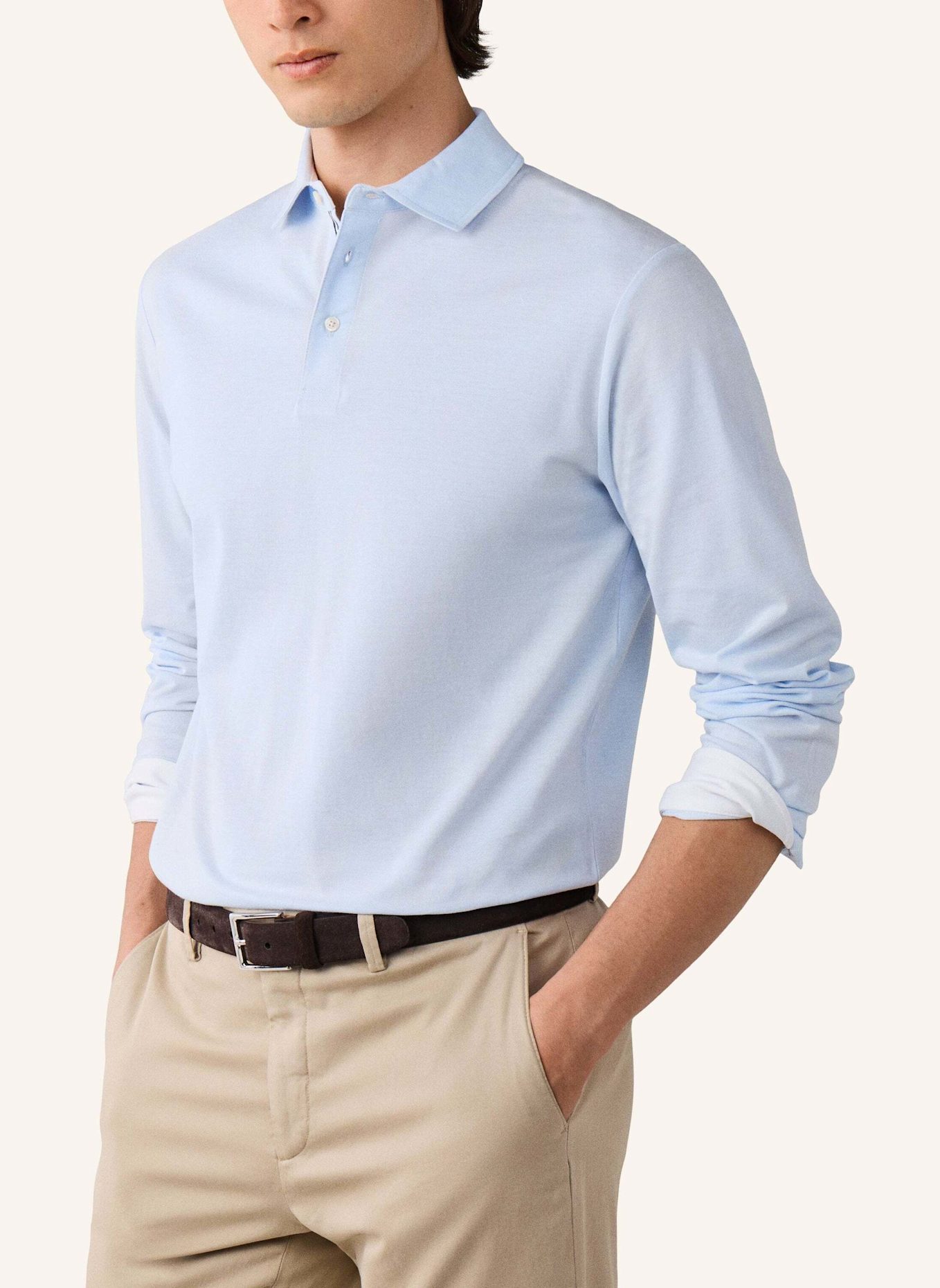HACKETT LONDON Poloshirt OXFORD PIQUE POLO LS: HELLBLAU