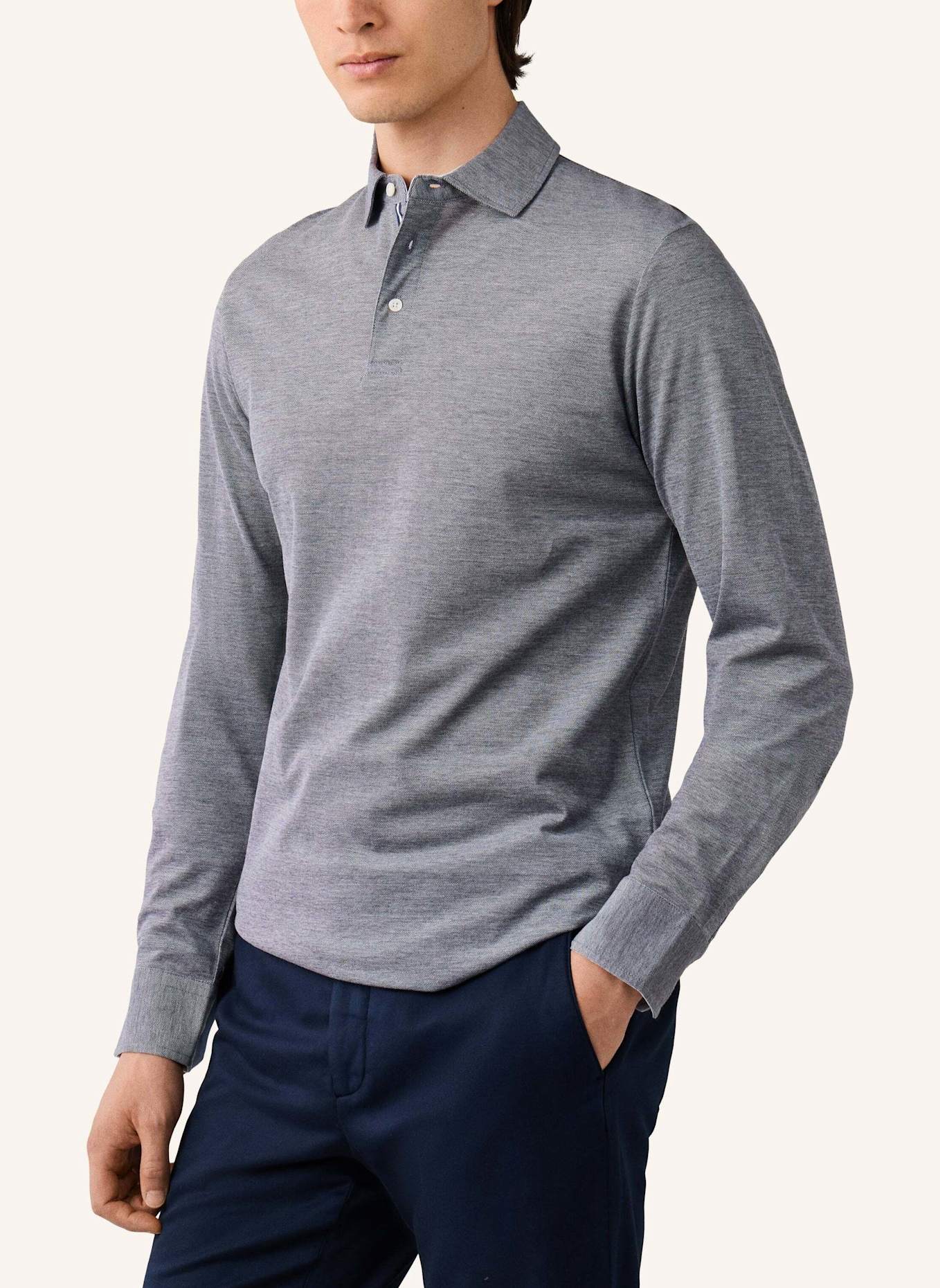 HACKETT LONDON Poloshirt OXFORD PIQUE POLO LS: BLAU