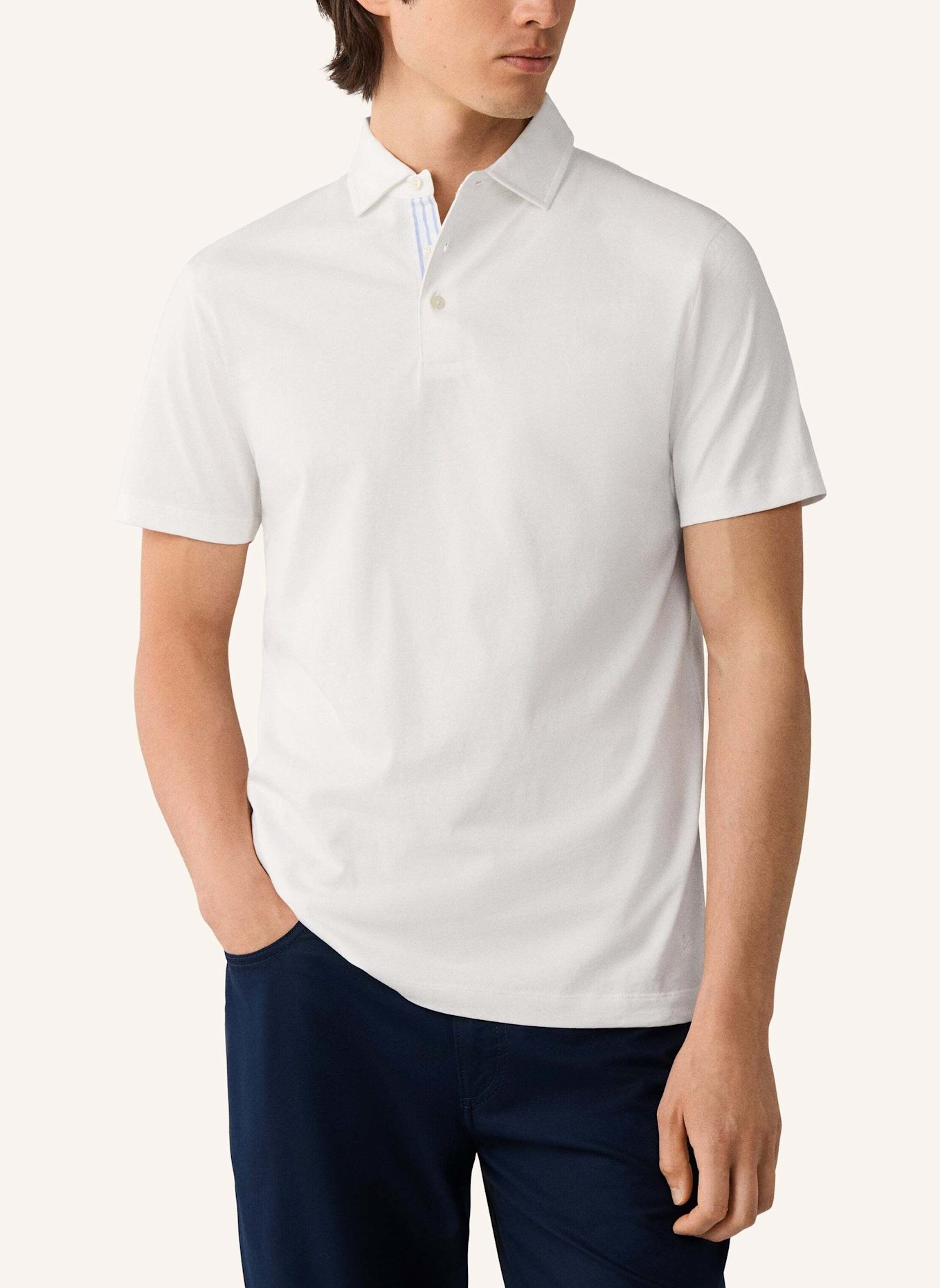 HACKETT LONDON Poloshirt JERSEY WOVEN TRIM: CREME