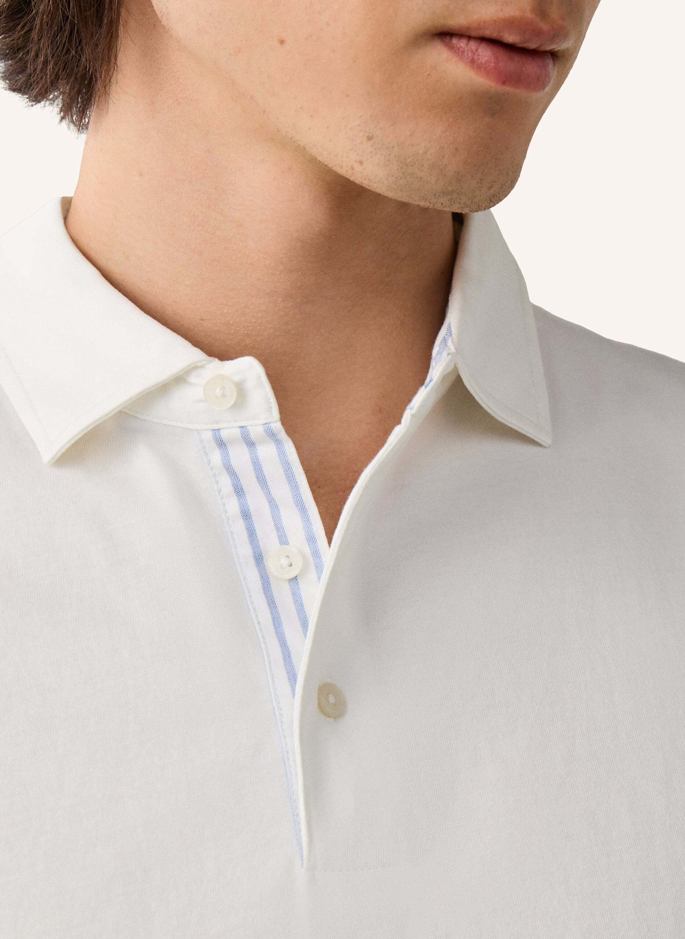 HACKETT LONDON Poloshirt JERSEY WOVEN TRIM: CREME