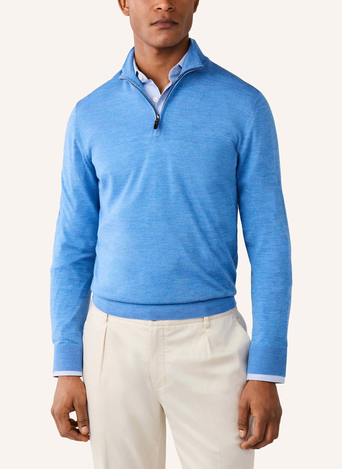 HACKETT LONDON Pullover ESS MERINO HZIP: BLAU