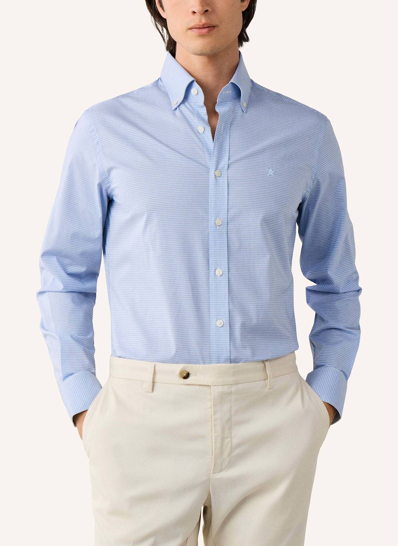 HACKETT LONDON Freizeithemd BI STRETCH GINGHAM: HELLBLAU