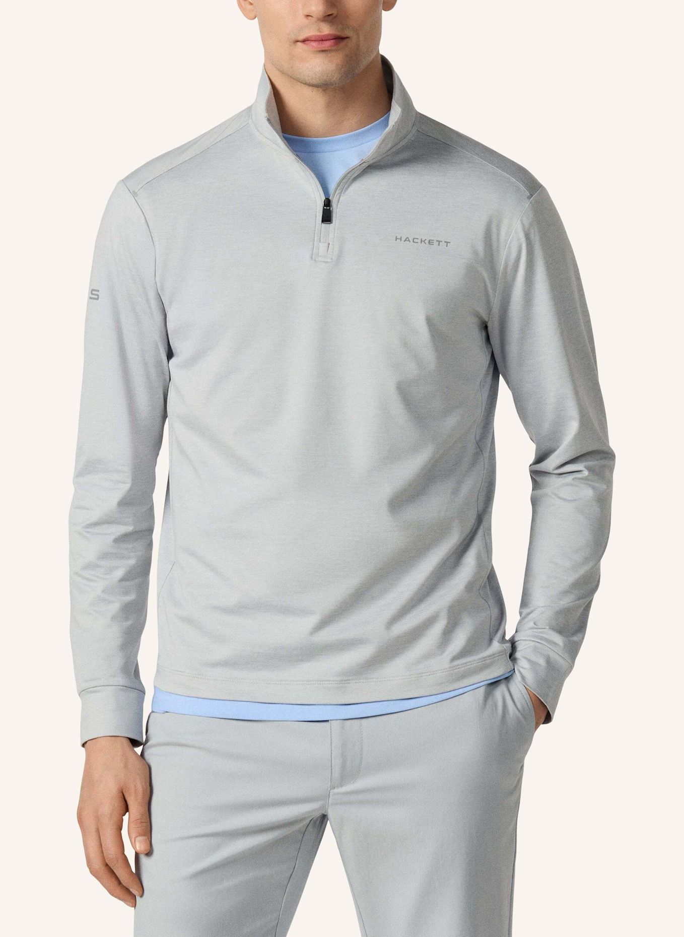 HACKETT LONDON Poloshirt HS STRIKE QTR ZIP: GRAU