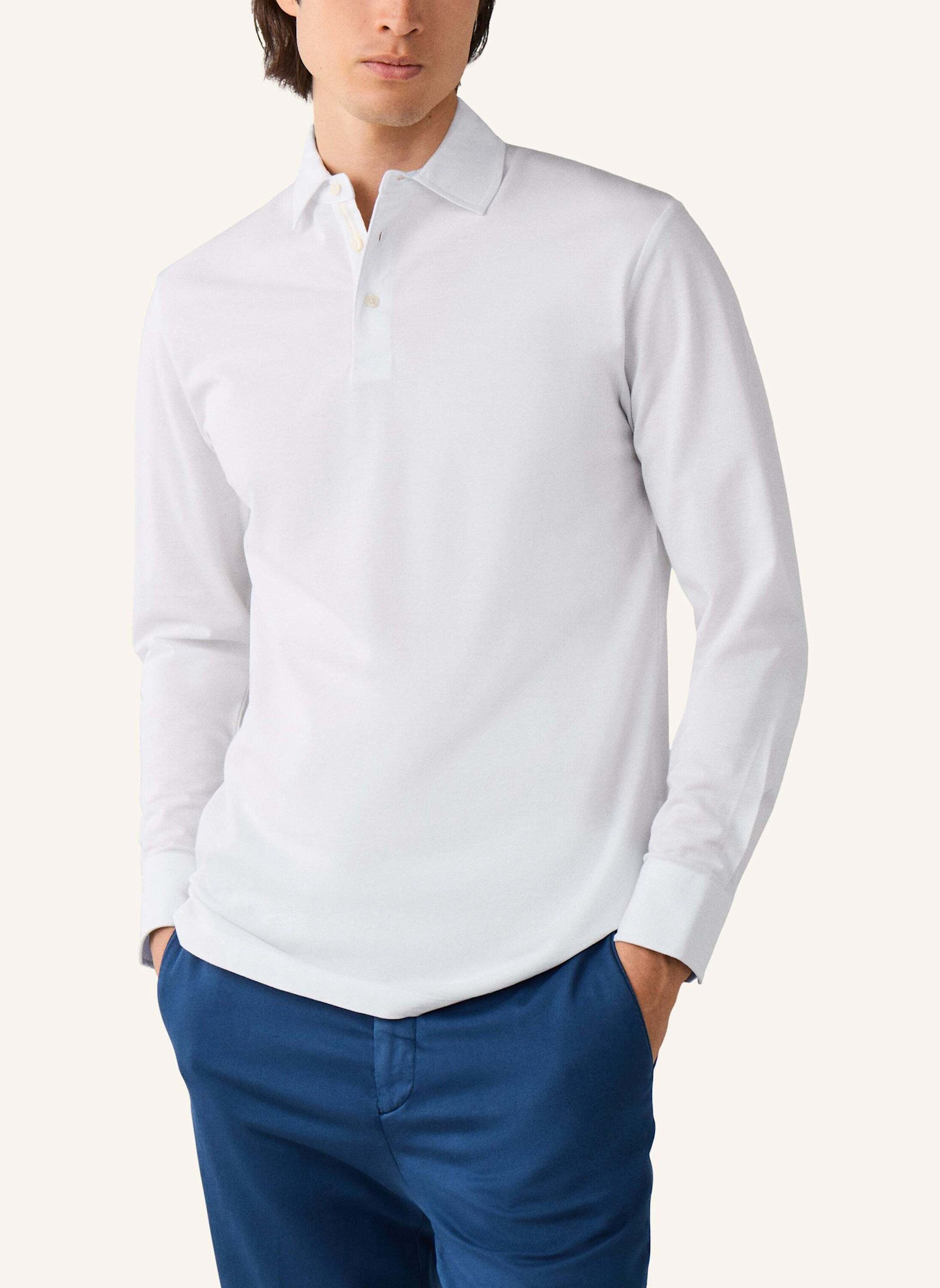 HACKETT LONDON Poloshirt OXFORD PIQUE POLO LS: WEISS