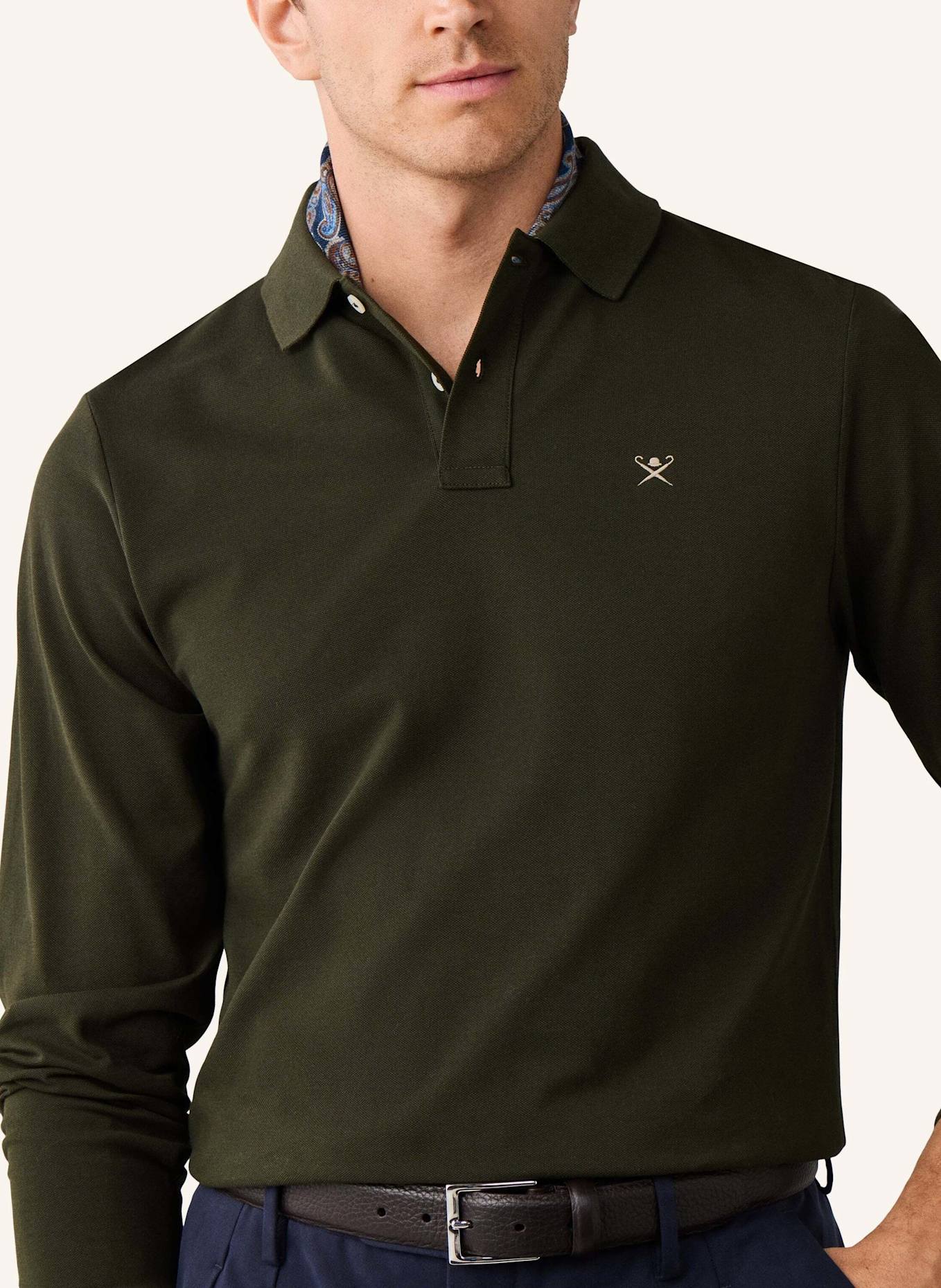 HACKETT LONDON Poloshirt SLIM FIT LOGO LS: GRÜN