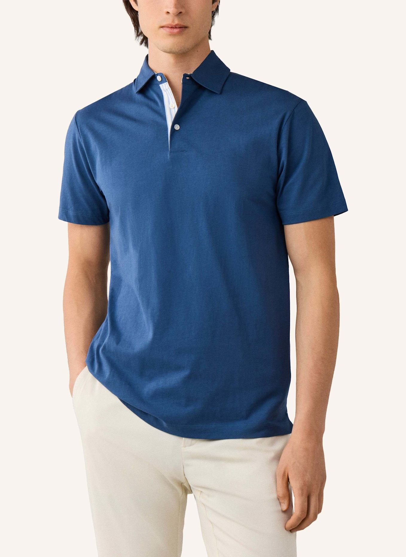 HACKETT LONDON Poloshirt JERSEY WOVEN TRIM: BLAU