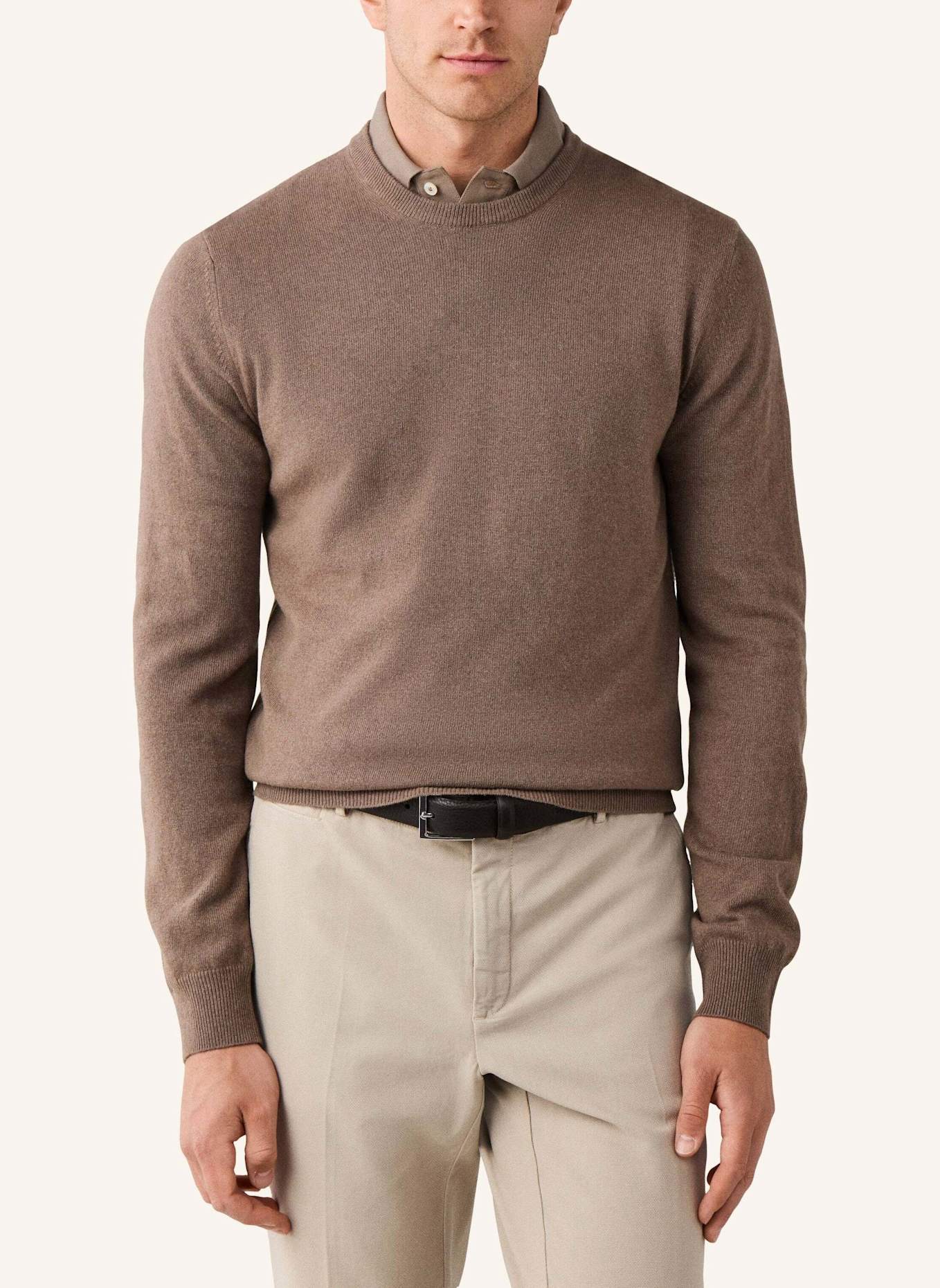 HACKETT LONDON Pullover MERINO CASH MIX CREW: BEIGE
