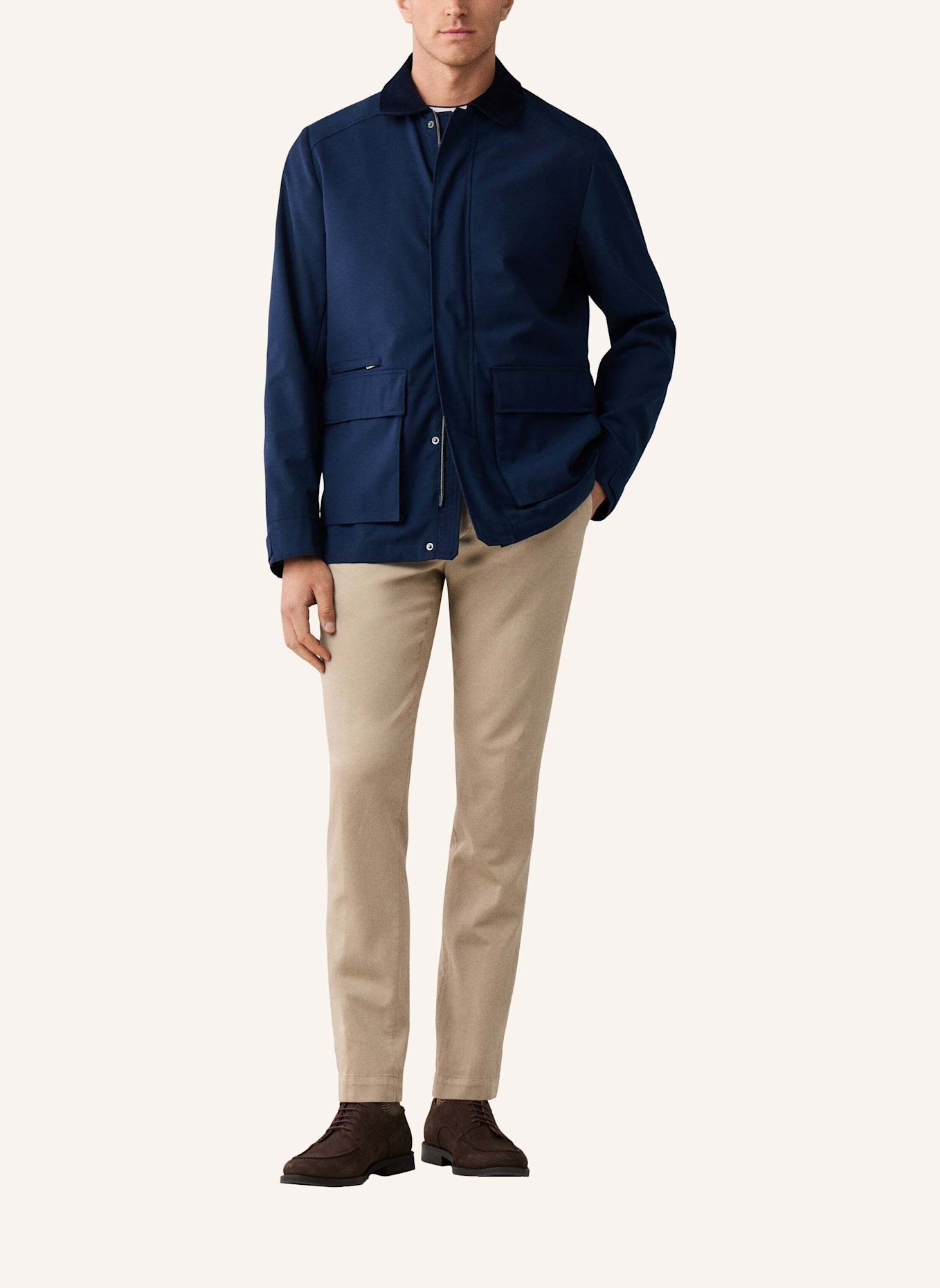 HACKETT LONDON Stehkragenmantel 2 PKT CARCOAT: BLAU