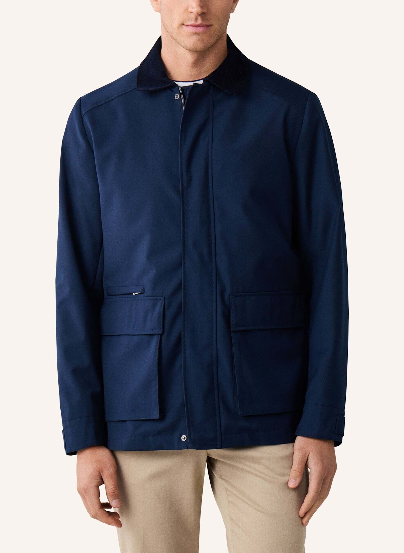 HACKETT LONDON Stehkragenmantel 2 PKT CARCOAT: BLAU