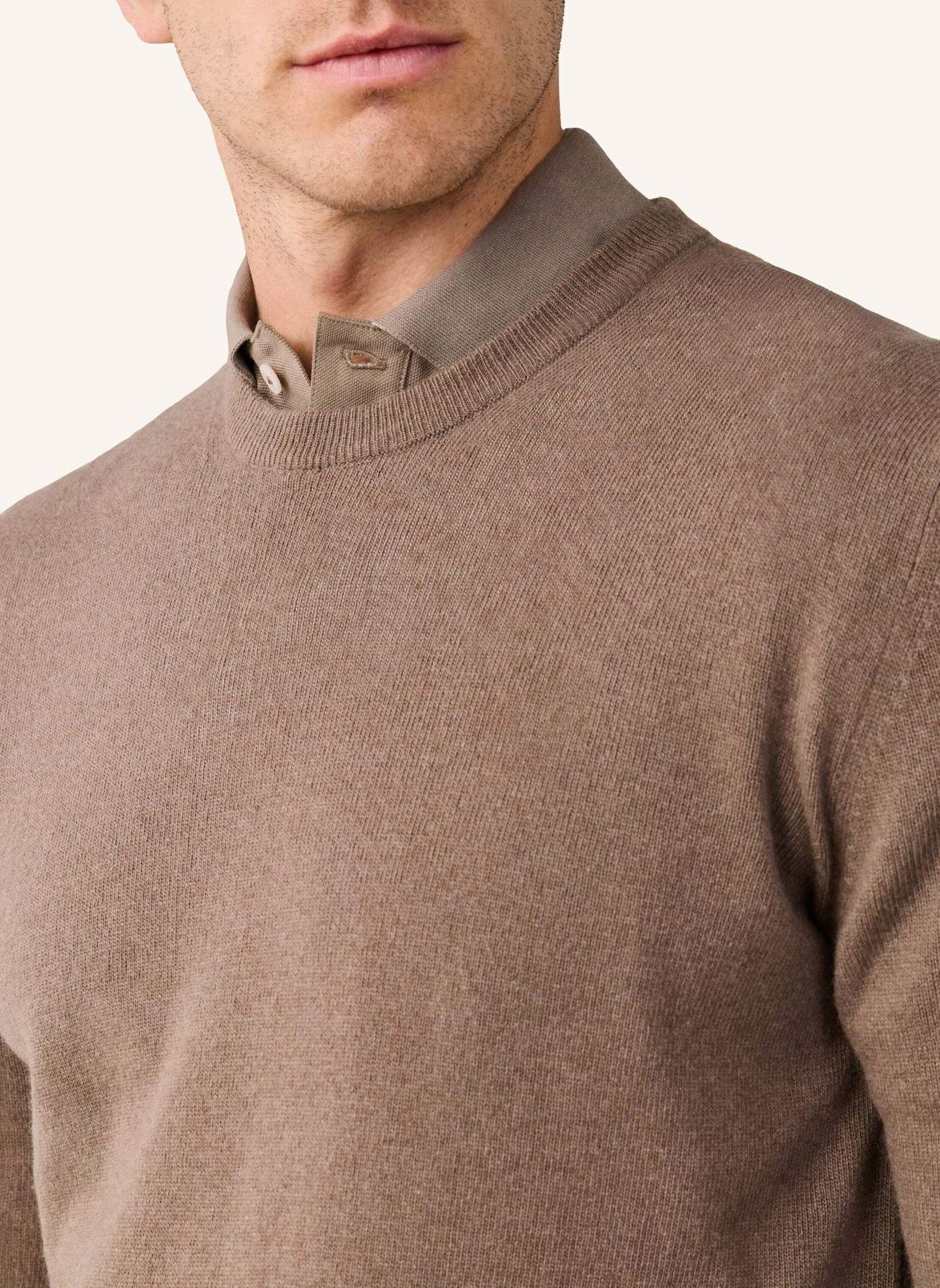 HACKETT LONDON Pullover MERINO CASH MIX CREW: BEIGE