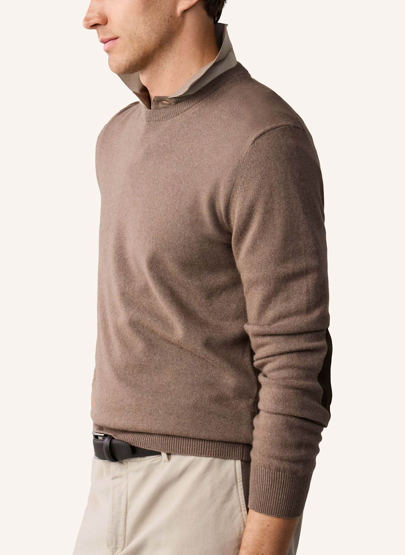 HACKETT LONDON Pullover MERINO CASH MIX CREW: BEIGE