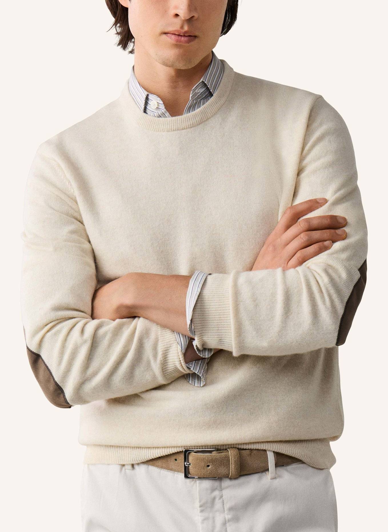 HACKETT LONDON Pullover MERINO CASH MIX CREW: CREME
