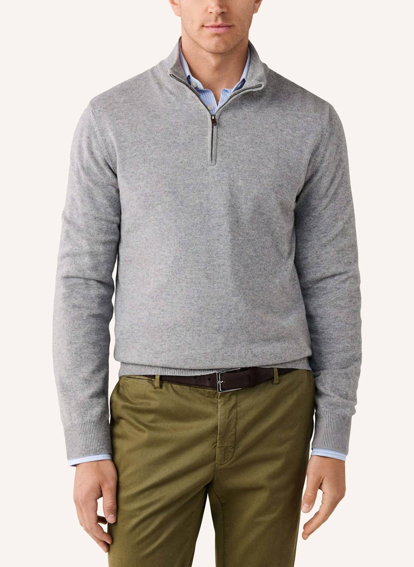 HACKETT LONDON Pullover MERINO CASH MIX HZIP: BEIGE