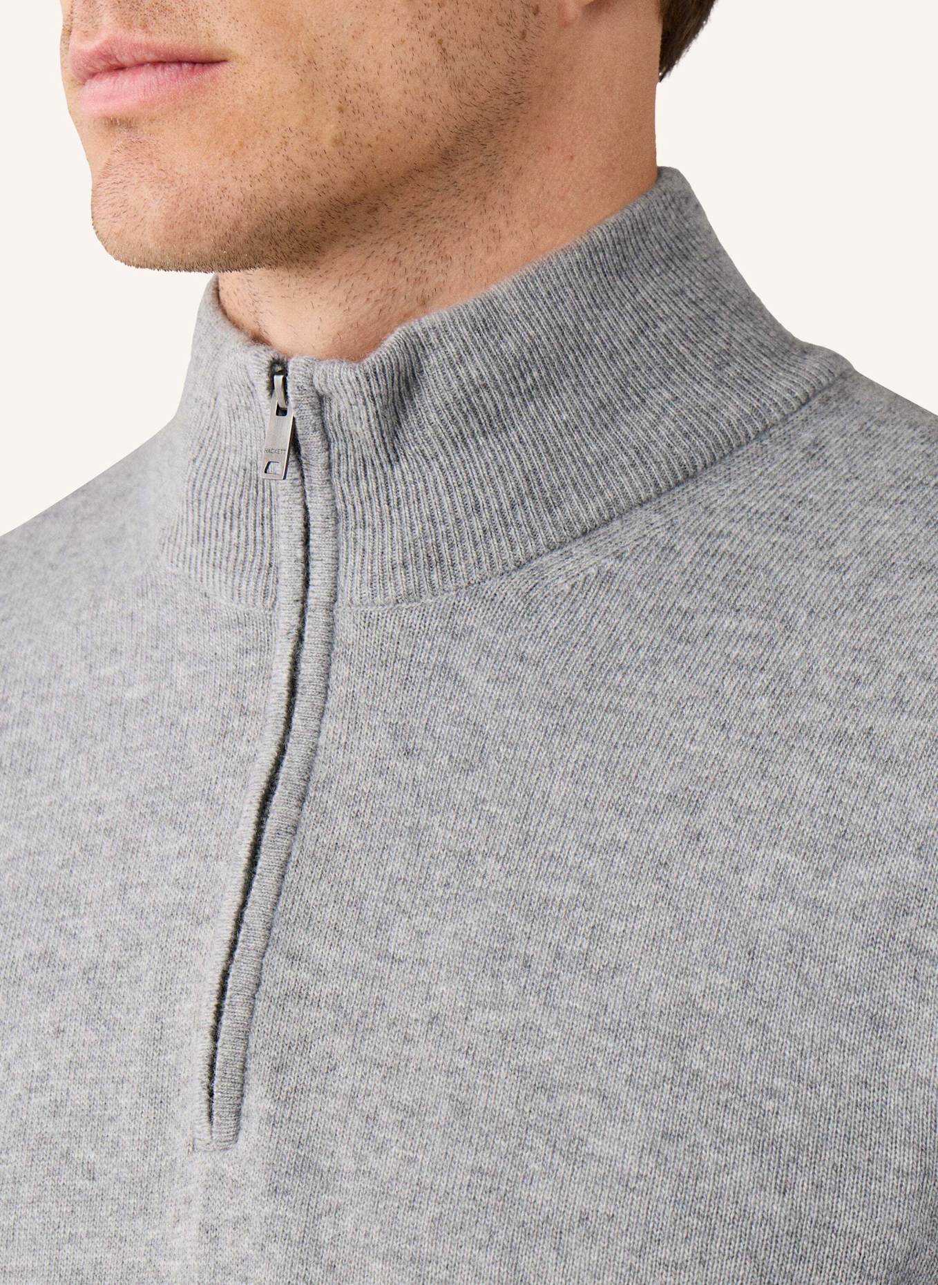 HACKETT LONDON Pullover MERINO CASH MIX HZIP: BEIGE